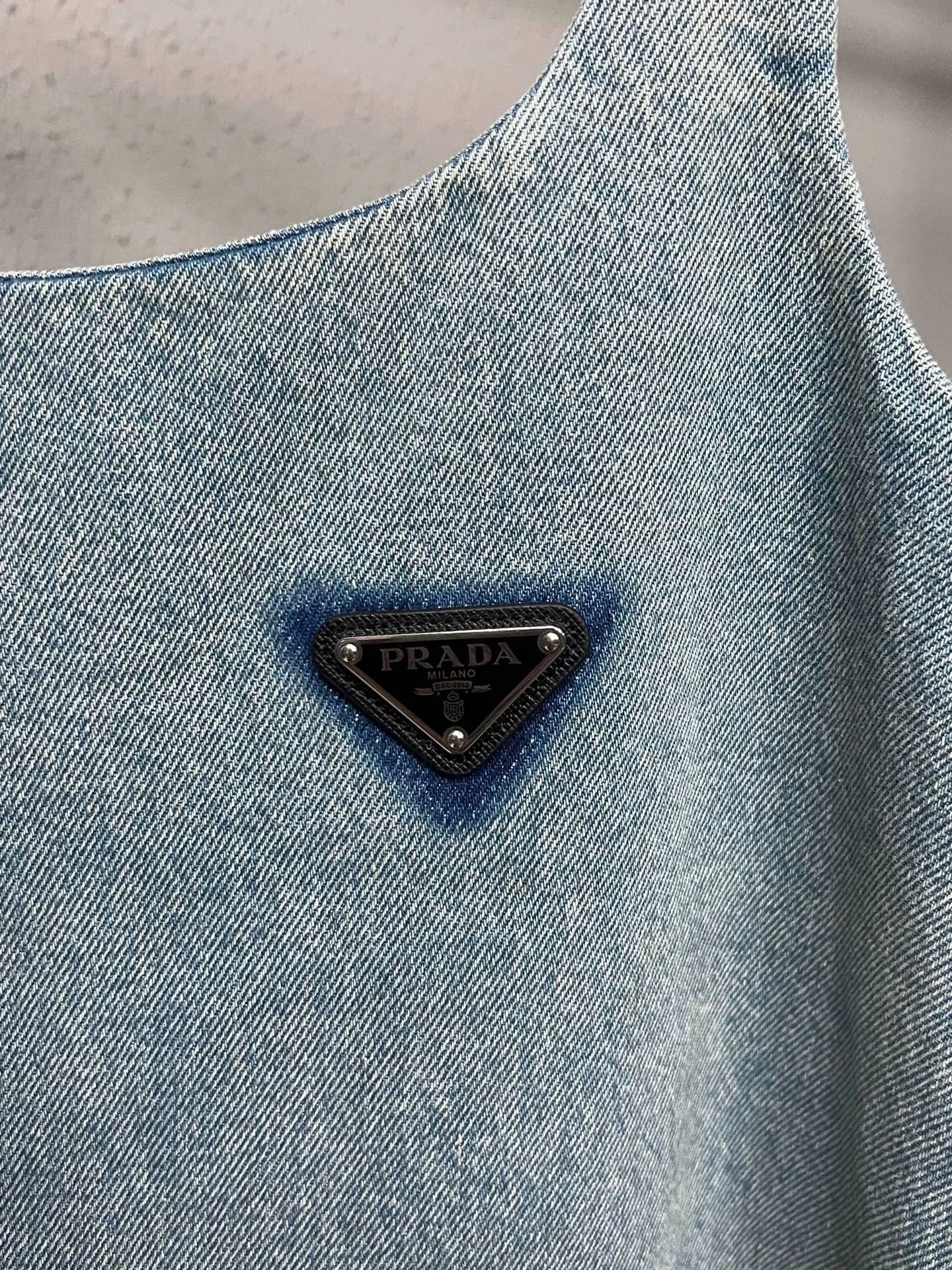 Prada Prada Triangle Logo Blue Denim Dress Size US S / EU 44-46 / 1 - 3 Thumbnail