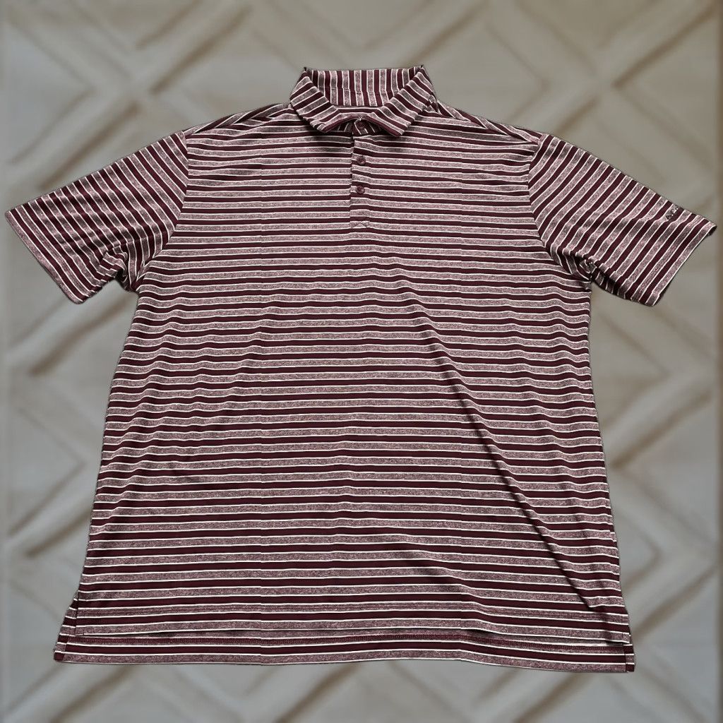 Vintage Columbia Golf Polo Shirt Mens XL Maroon Striped Short Sleeve Collared Active Top Size US XL / EU 56 / 4 - 1 Thumbnail