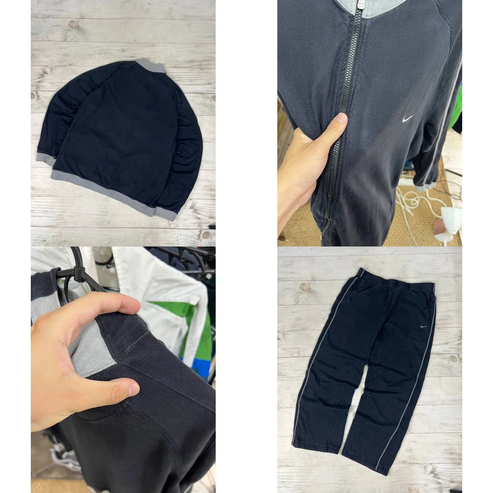 Nike VINTAGE Nike Tracksuit Jacket Pants Set 2XL Black Nike Tracksuit Mens 2XL Black Stripe Swoosh 00s Size 48R - 9 Thumbnail
