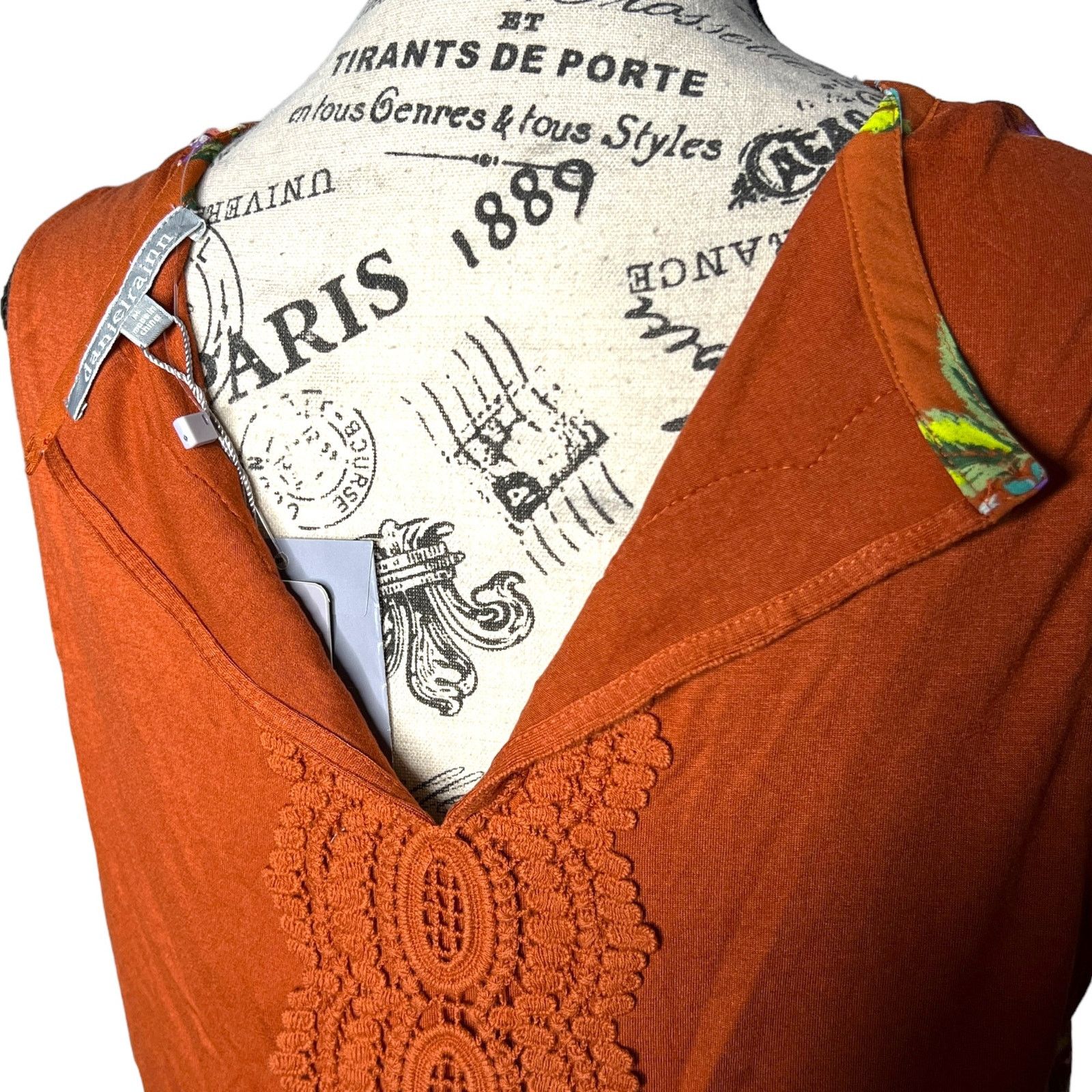 Other Quin Keyhole Crochet Blouse - Stitch Fix Mixed Material Top Size M / US 6-8 / IT 42-44 - 8 Thumbnail