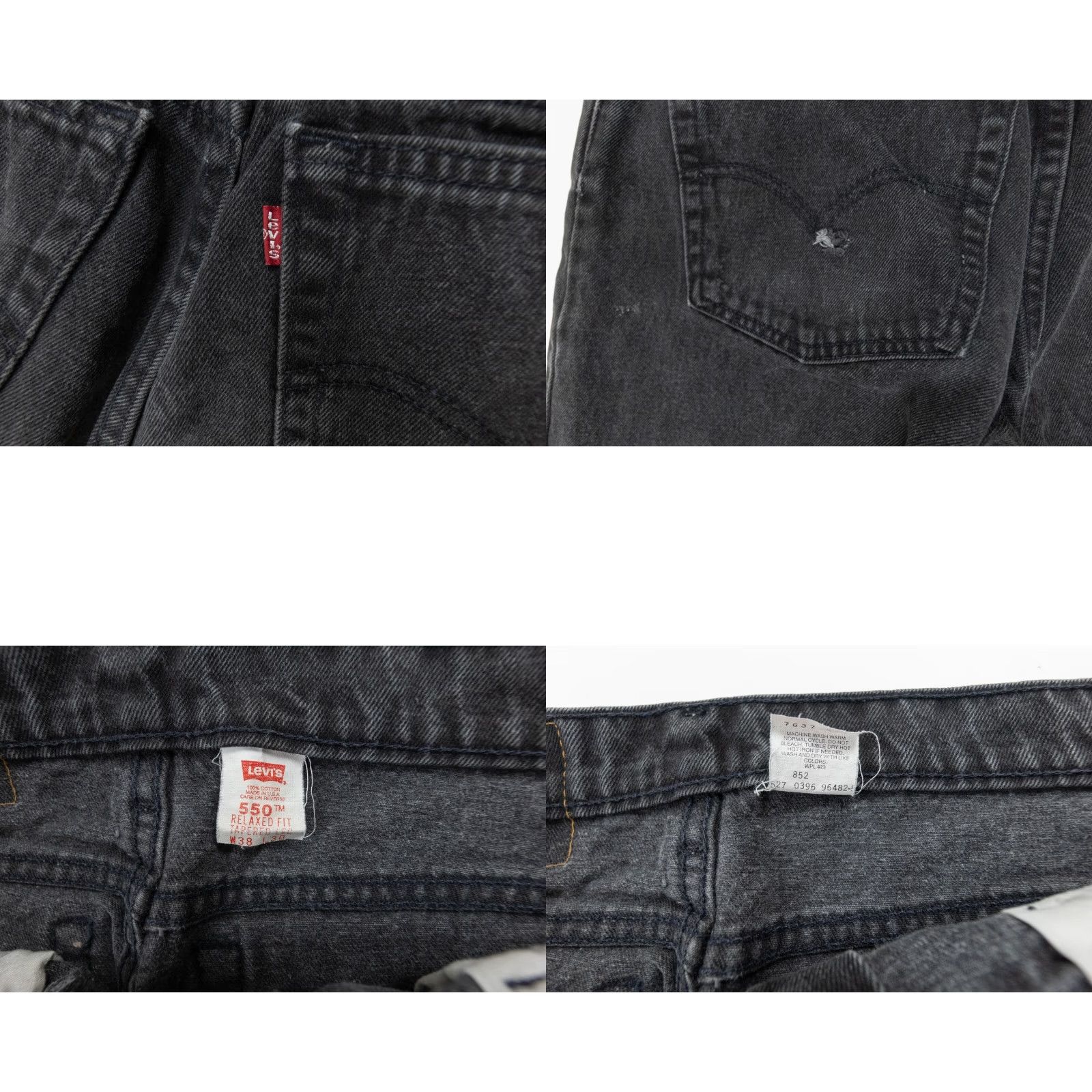Levi's VINTAGE Levi's 550 Jeans Mens 38x30 Black Denim Tapered Relaxed Fit 90s Size US 38 / EU 54 - 8 Thumbnail