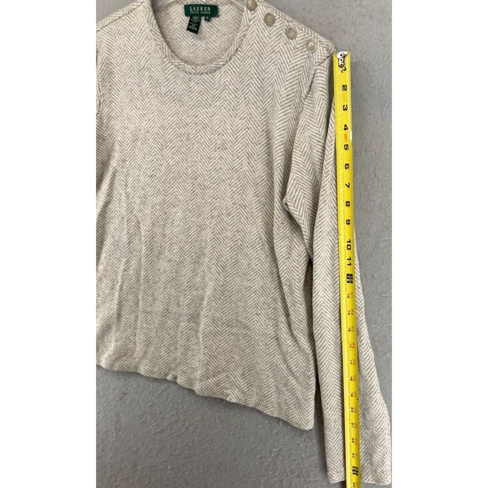 Ralph Lauren VINTAGE Lauren Ralph Lauren Sweater Pullover Long Sleeve Casual 90s Womens XL Knit Cashmere Silk Khaki Size XL / US 12-14 / IT 48-50 - 4 Thumbnail