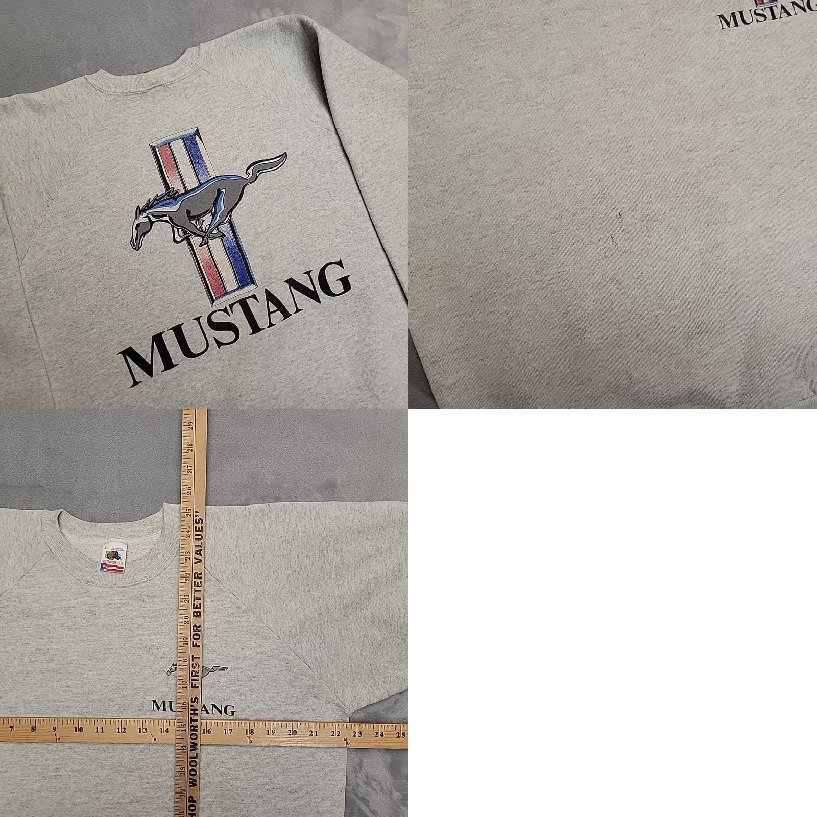 Fruit Of The Loom VINTAGE Ford Mustang Sweatshirt Men XL Gray Made in USA Crewneck Fleece Size US XL / EU 56 / 4 - 9 Thumbnail