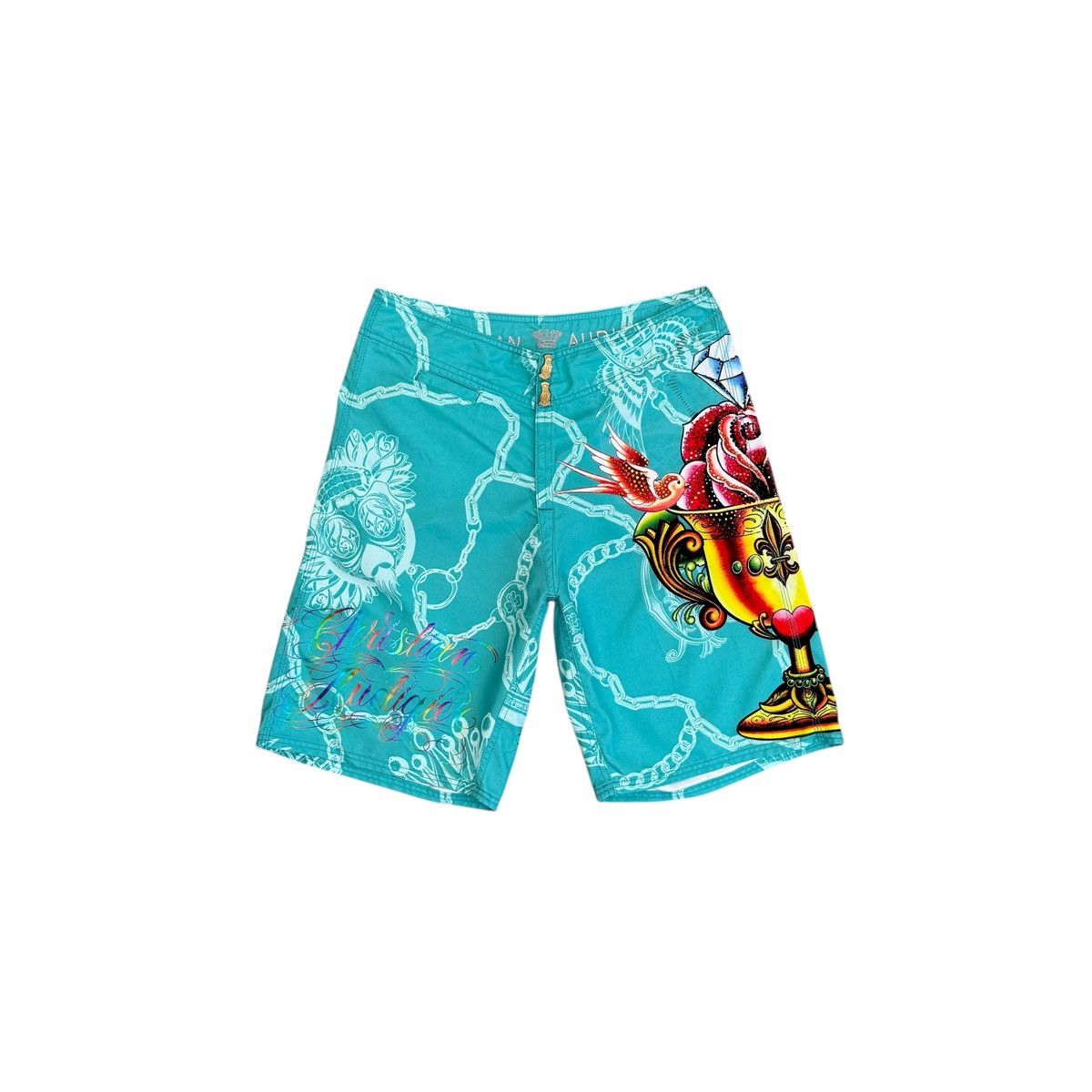 Christian Audigier Christian Audigier Surf Style Tattoo Y2K Board Men Shorts Size US 33 - 1 Thumbnail