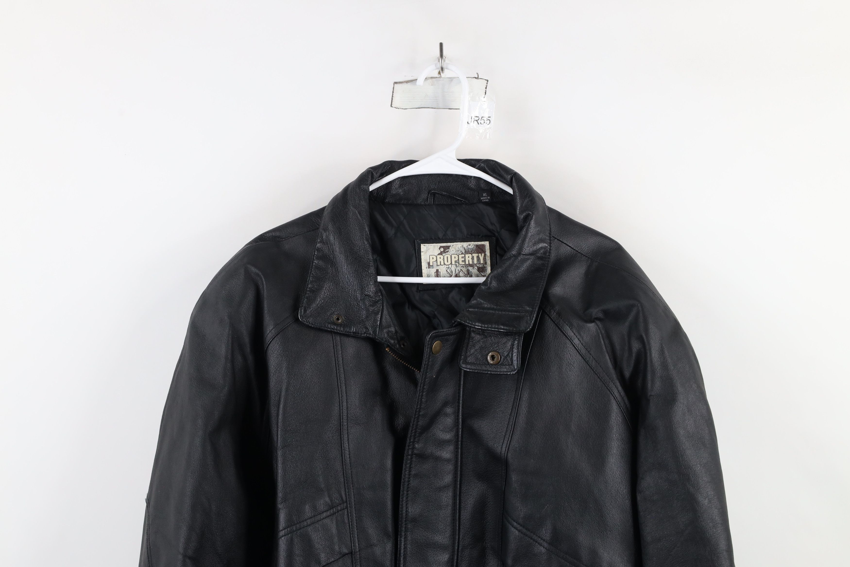 Vintage Vintage 90s Streetwear Quilted Leather Bomber Jacket Black Size US XL / EU 56 / 4 - 2 Thumbnail
