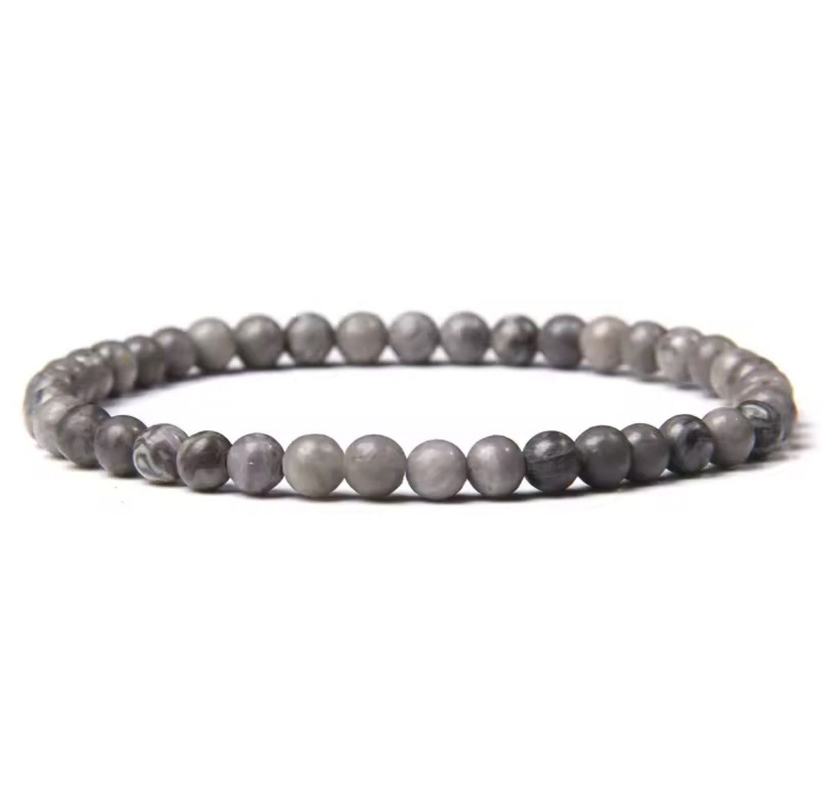 Jewelry Grey 4MM Reiki Natural Stone Beads Bracelet Size ONE SIZE - 1 Thumbnail