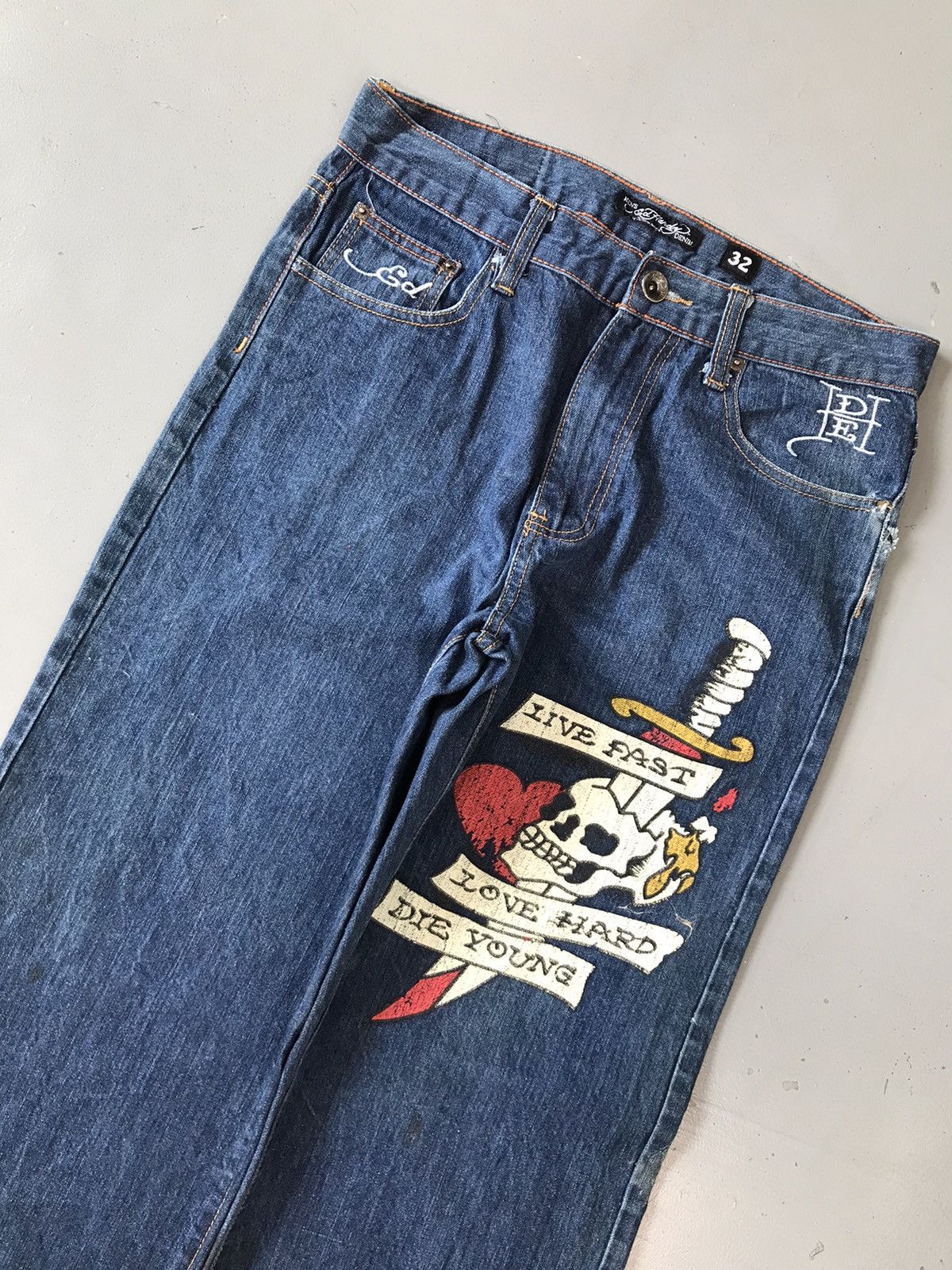 Ed Hardy × Vintage Vintage Ed Hardy Dragon 🐉 Denim Size US 32 / EU 48 - 4 Thumbnail