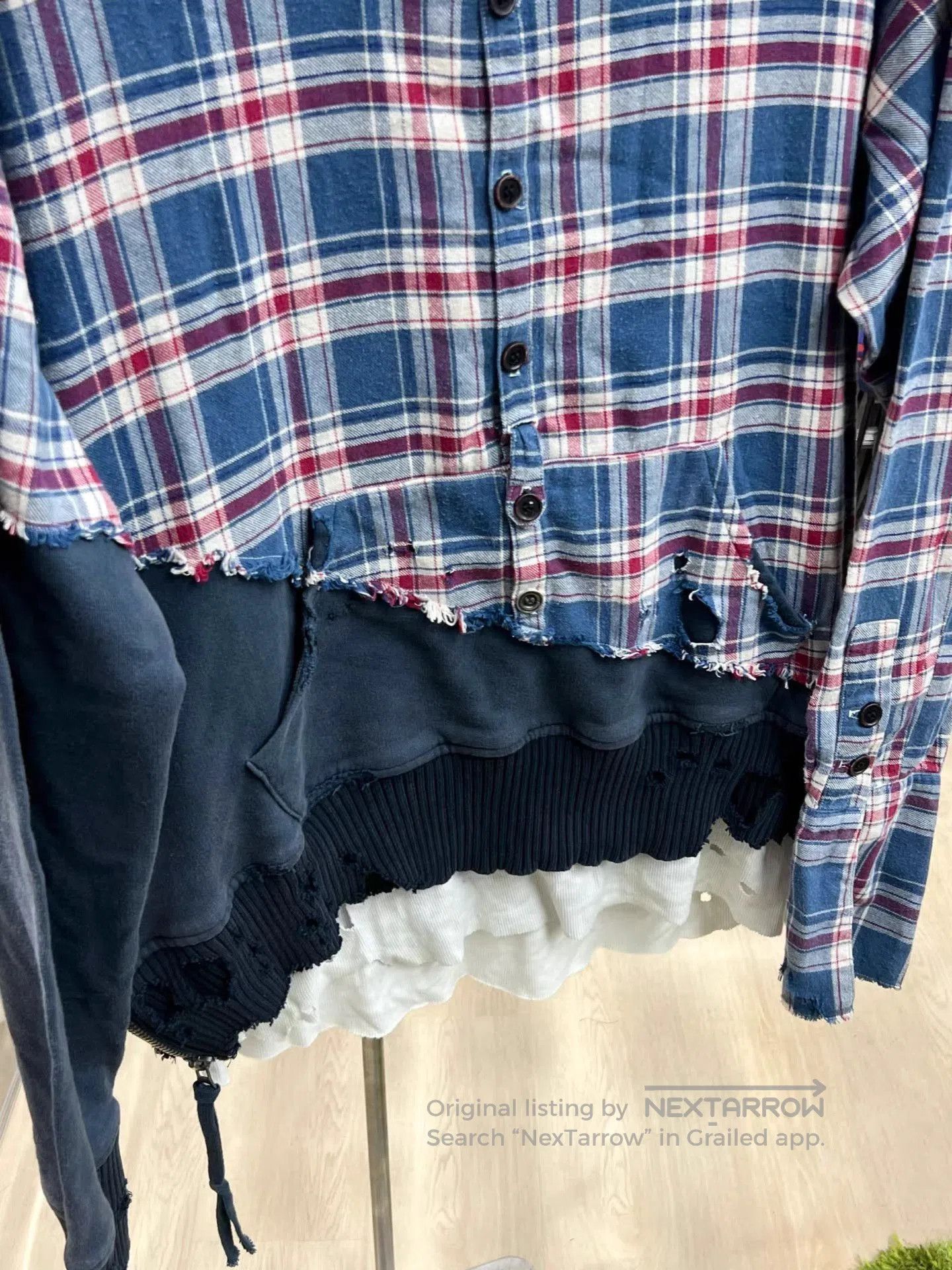 Greg Lauren Blue Plaid Button. Size US XL / EU 56 / 4 - 3 Thumbnail