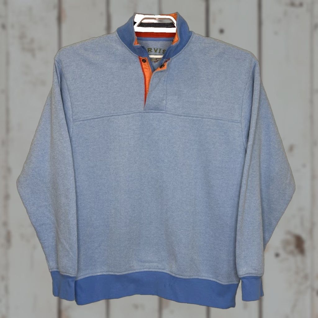 Orvis Orvis Sweater Mens Size Medium Blue Pique Knit Long Sleeve 1/4 Zip Pullover Size US M / EU 48-50 / 2 - 1 Thumbnail