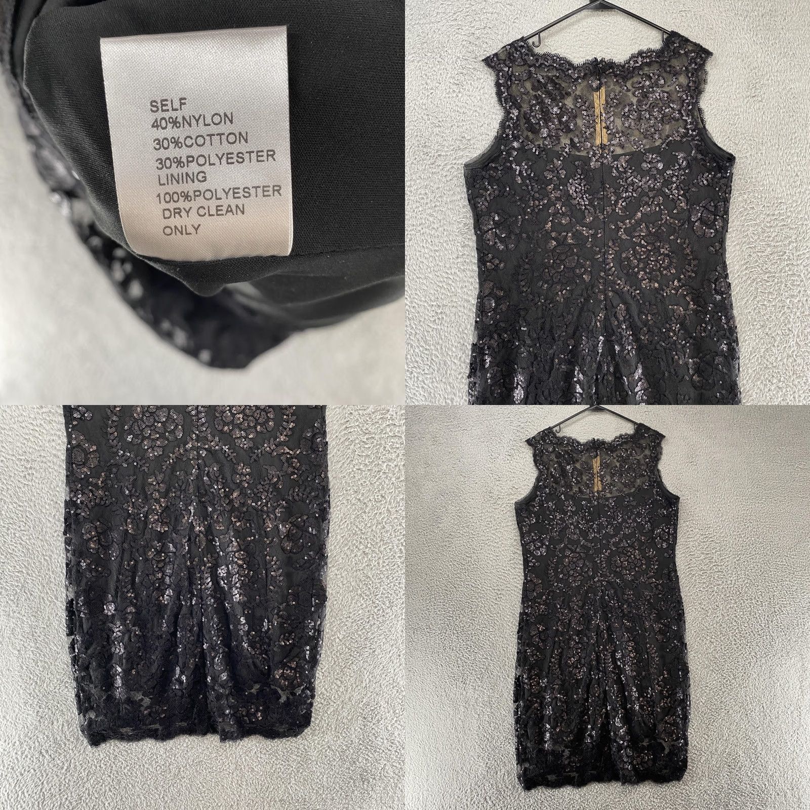 Tadashi Shoji Tadashi Shoji Dress Womens 16 Black Sequin Lace Sheath Illusion Party ALT1419M Size XXL / US 16-18 / IT 52-54 - 8 Thumbnail