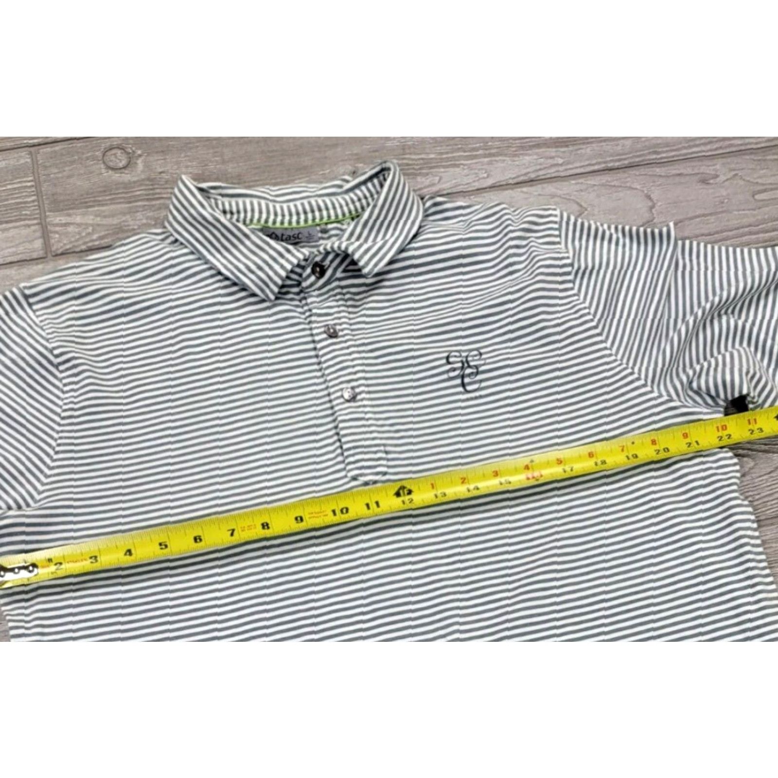 Vintage Tasc Polo Shirt Mens Striped Long Sleeve Cotton Blend Gray White Size L Size US L / EU 52-54 / 3 - 7 Thumbnail