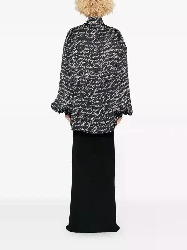 Balmain o1s1wg111225 Love Letter-Print Blouse in Black Size S / US 4 / IT 40 - 3 Thumbnail