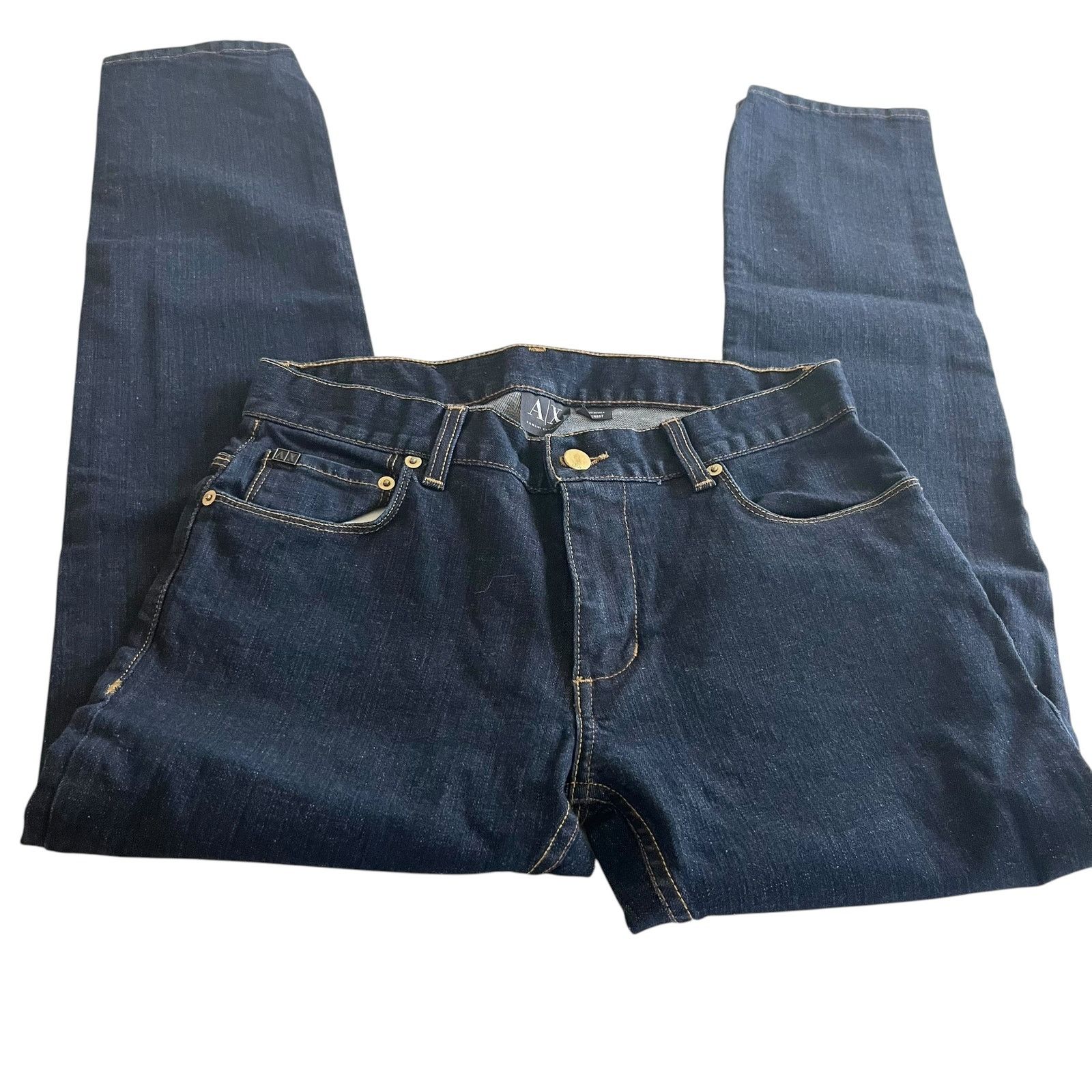 Armani Exchange Armani Exchange Mid Rise Dark Wash Blue Denim Skinny Jeans Size 29" - 1 Thumbnail
