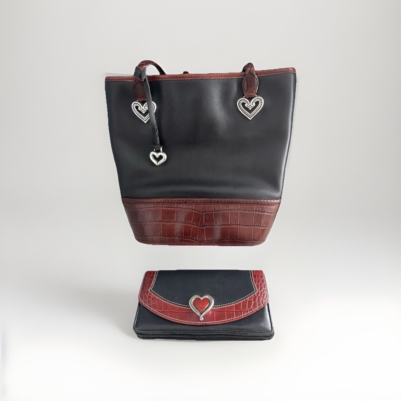 Brighton Vintage Brighton Black Leather Caroline Bag Purse Hearts Size ONE SIZE - 19 Thumbnail
