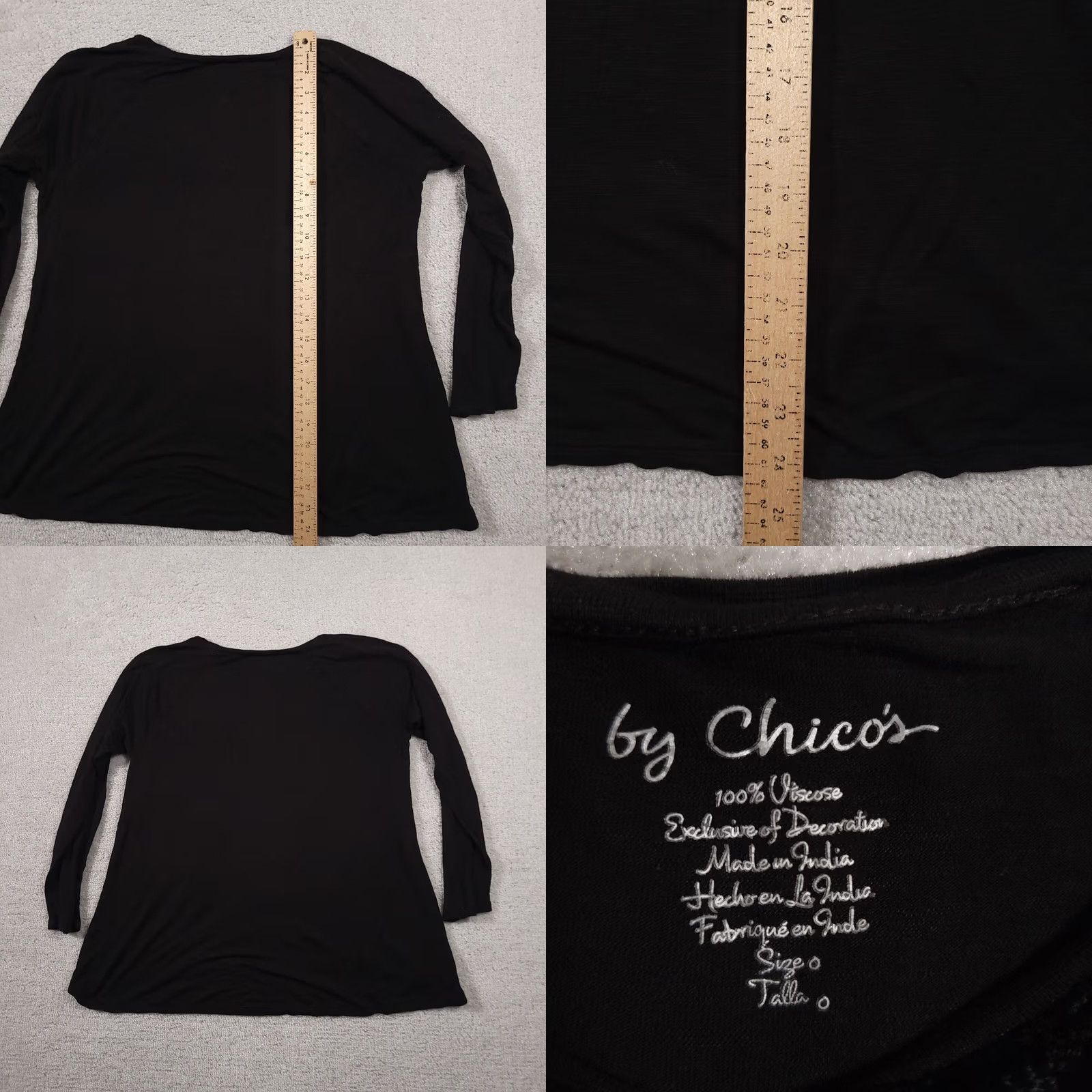 Vintage Chicos Shirt Women's Small Black Textured Boho Casual Long Sleeve Stretch 0 US Size S / US 4 / IT 40 - 8 Thumbnail
