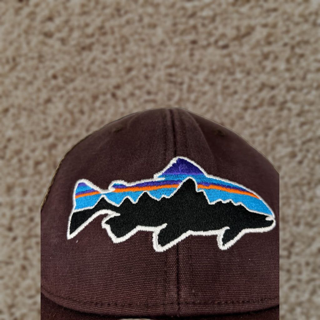 Patagonia Patagonia Hat Cap Snap Back Adult One Size Brown Fitz Roy Embroidered Trout Trucker Hat Mens Size ONE SIZE - 1 Thumbnail
