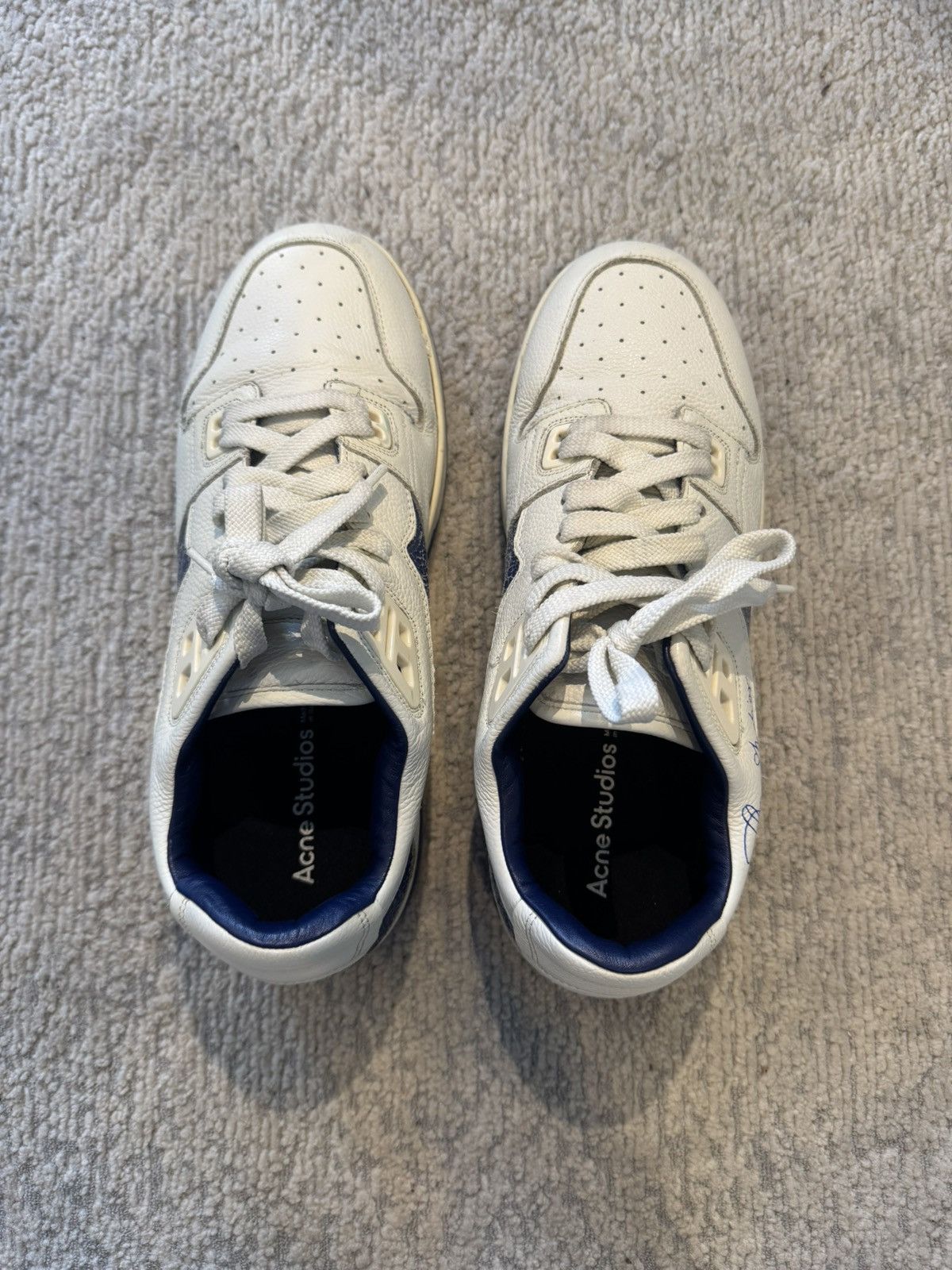 Acne Studios Acne Studios Low Top Pop Sneakers in White Blue Size US 11 / EU 44 - 5 Thumbnail