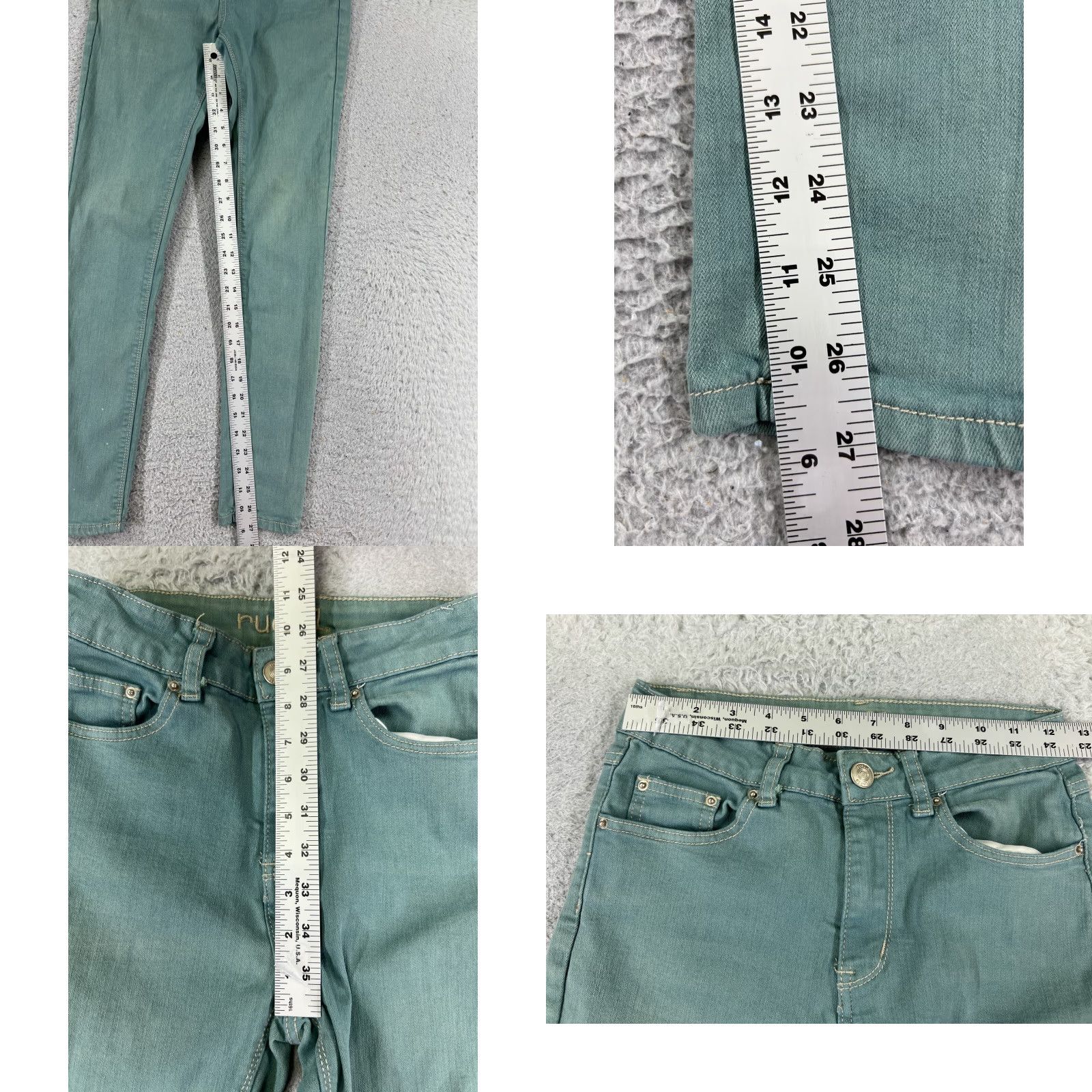 Vintage Rue21 Jeans Womens 2 Green Denim Jegging Slim Mid Rise 23x27 Cotton Blend 5-Pocket Stretch Zip Button VINTAGE? No Size 26" / US 2 / IT 38 - 8 Thumbnail