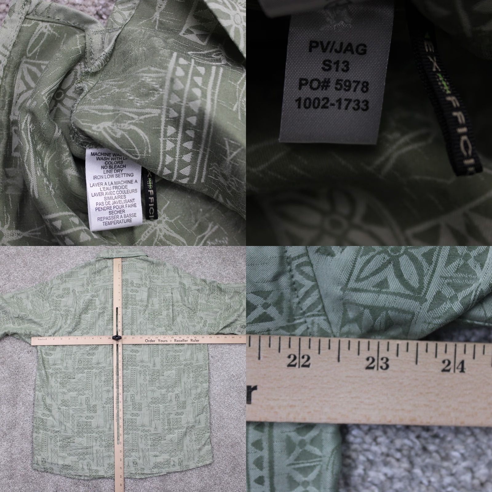 ExOfficio ExOfficio Shirt Mens Small Green Geometric Modal/Poly Blend Short Sleeve Button Shirt Size US S / EU 44-46 / 1 - 8 Thumbnail