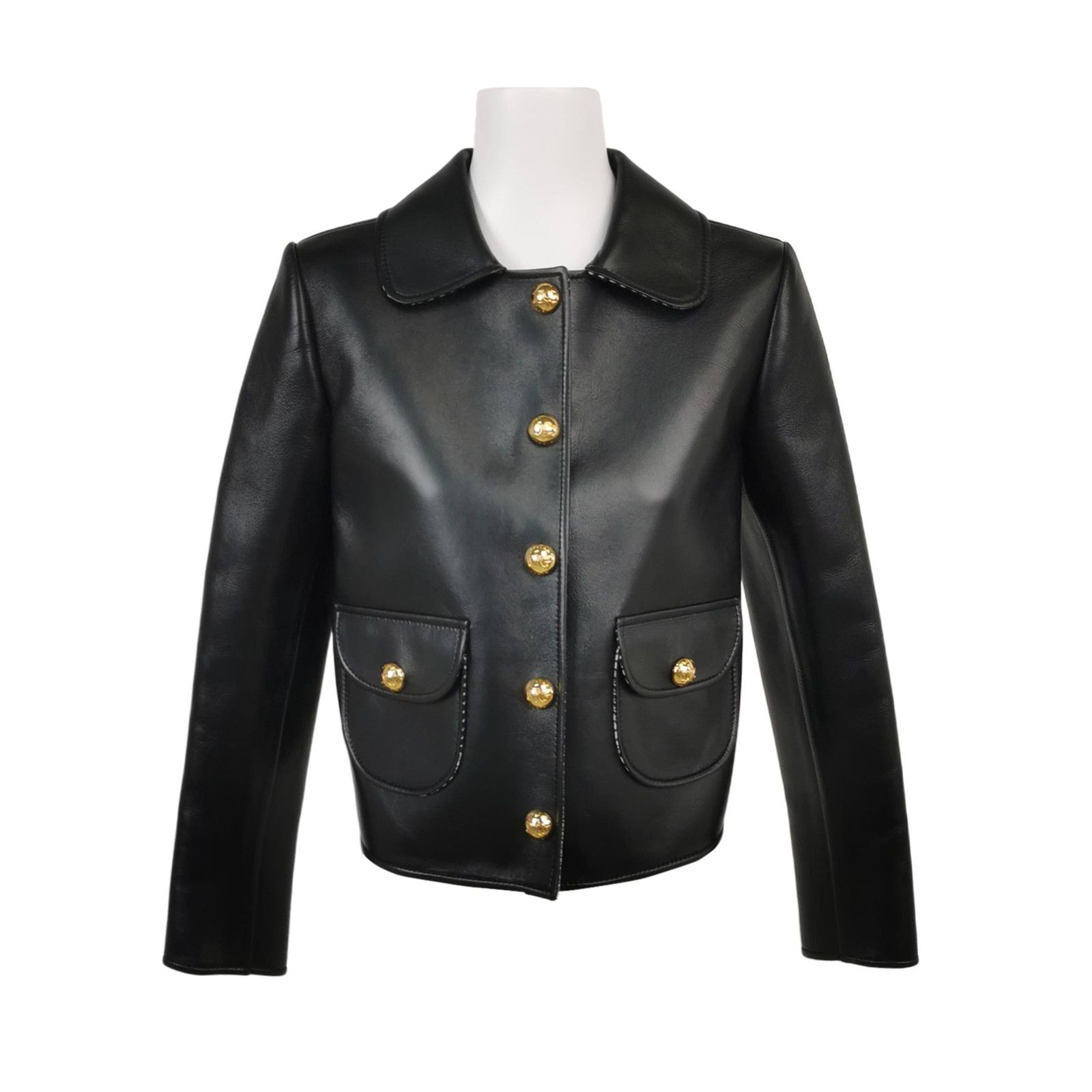 Celine Celine Gold Button Leather Jacket Size 34 Size XS / US 0-2 / IT 36-38 - 1 Thumbnail