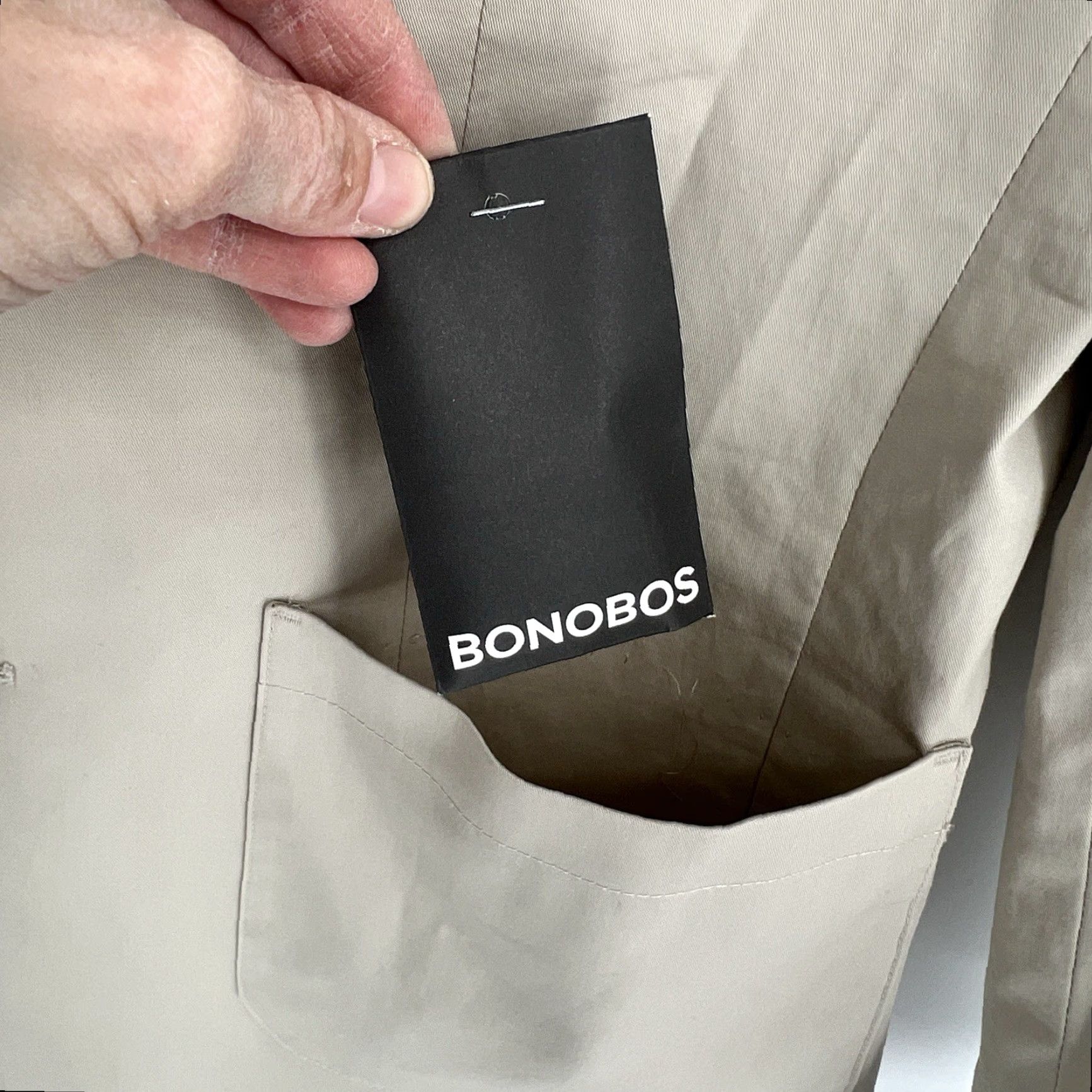 Bonobos VINTAGE BONOBOS Tessuti Sondrio Italian Stretch Cotton Blazer Jacket 38R Beige Men's Blazer 2 Button Front 4 Button Sleeve Athletic Regular Size 38R - 7 Thumbnail
