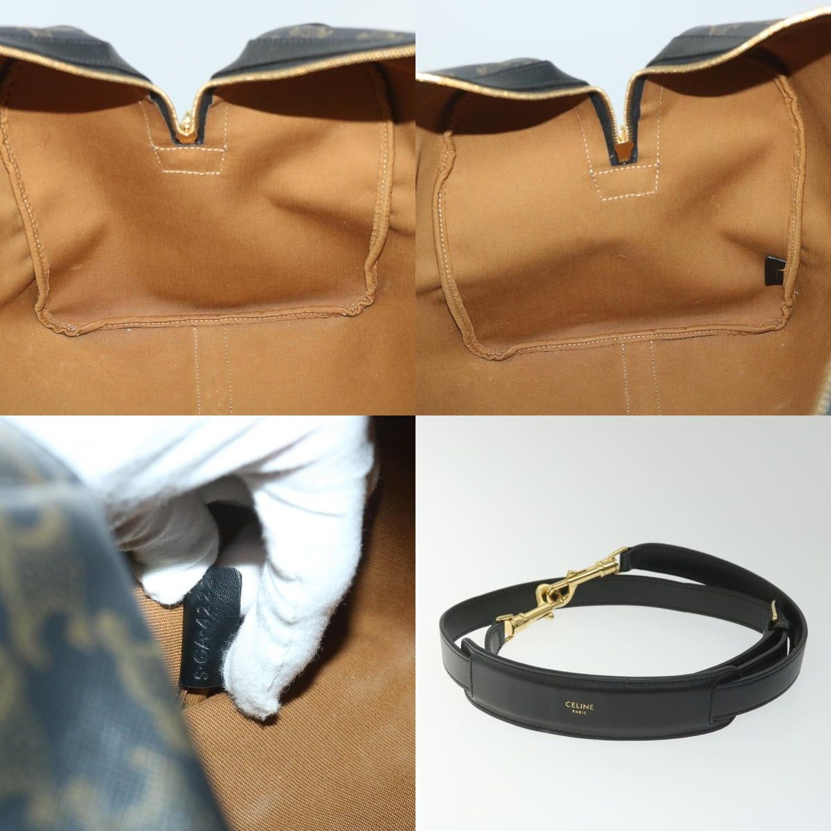 Celine CELINE Triomphe Canvas Boston Bag Pvc Leather Black Size ONE SIZE - 12 Thumbnail