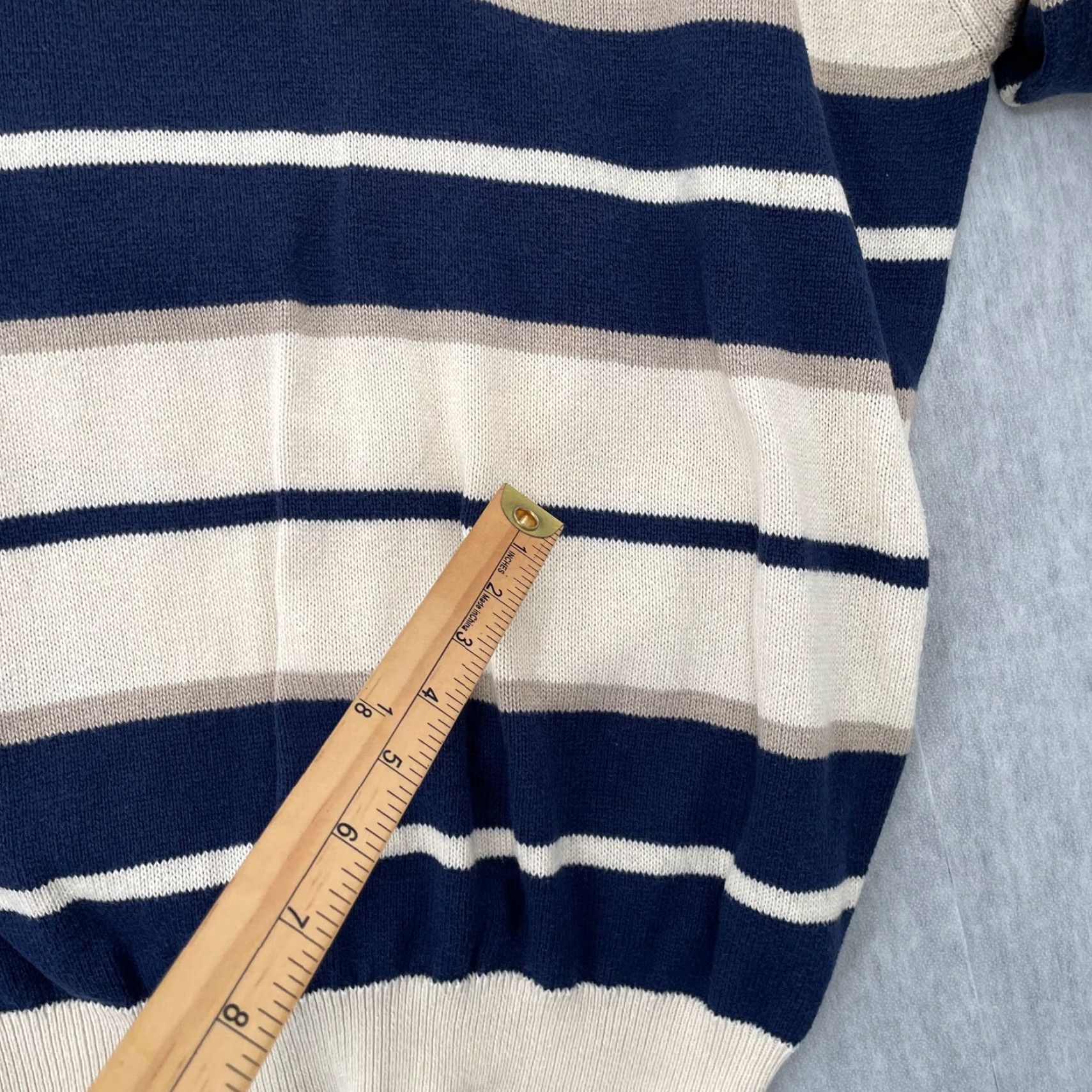 Vintage VINTAGE Tuttle Golf Sweater Adult Large Tan Blue Stripe Cashmere Cotton Classic Mens Size US L / EU 52-54 / 3 - 7 Thumbnail