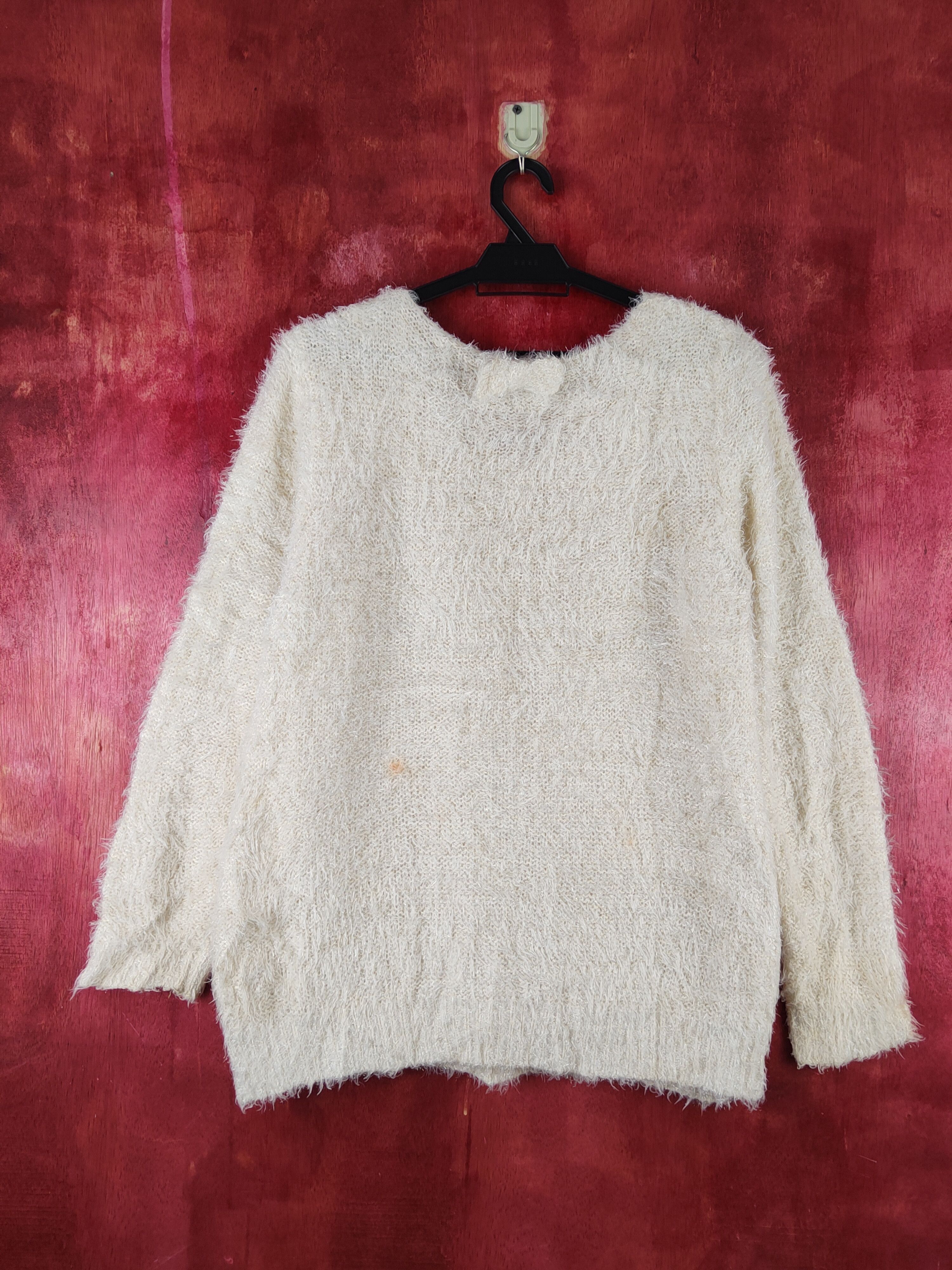 Japanese Brand Glacier Cream Shag Shaggy Fur Mohair Knitwear #S1930 Size M / US 6-8 / IT 42-44 - 7 Thumbnail