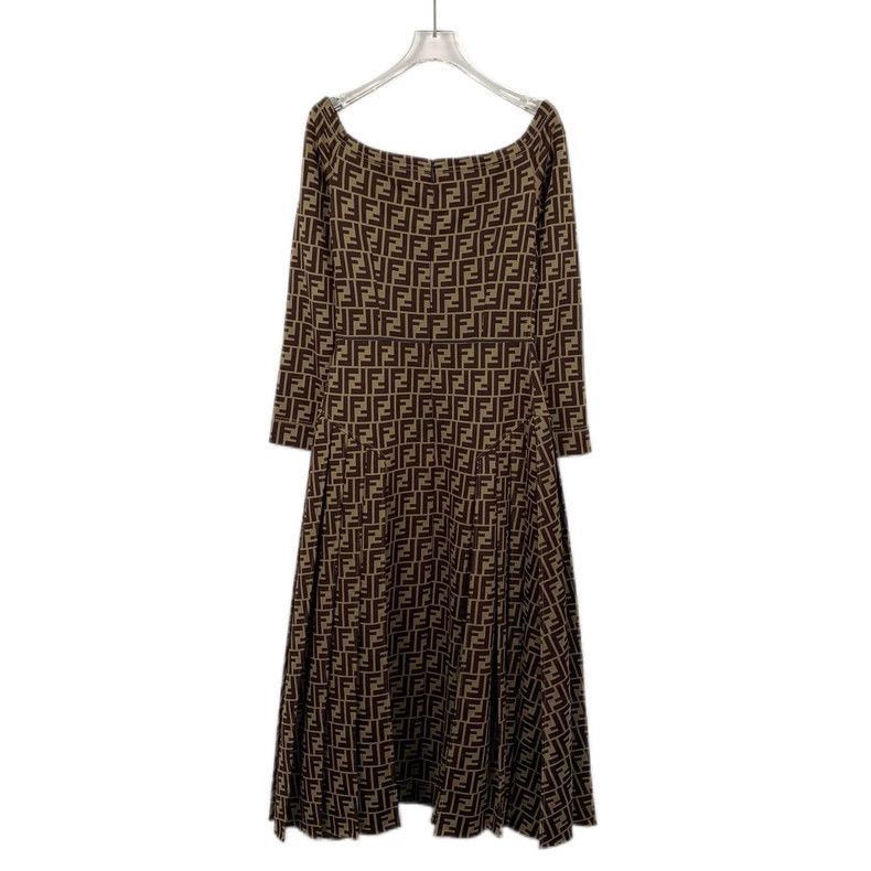 Fendi Fendi Brown Logo Print Long Sleeve Dress Size US S / EU 44-46 / 1 - 2 Thumbnail