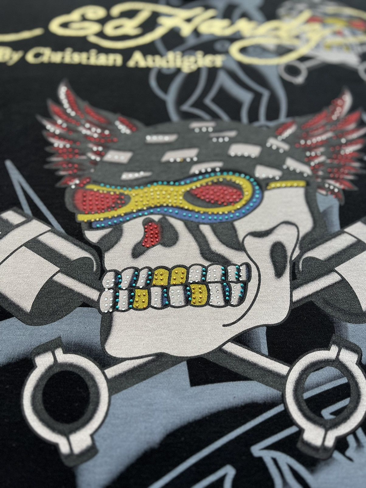 Ed Hardy × Vintage black vintage Ed Hardy t-shirt with rhinestones Size US S / EU 44-46 / 1 - 2 Thumbnail