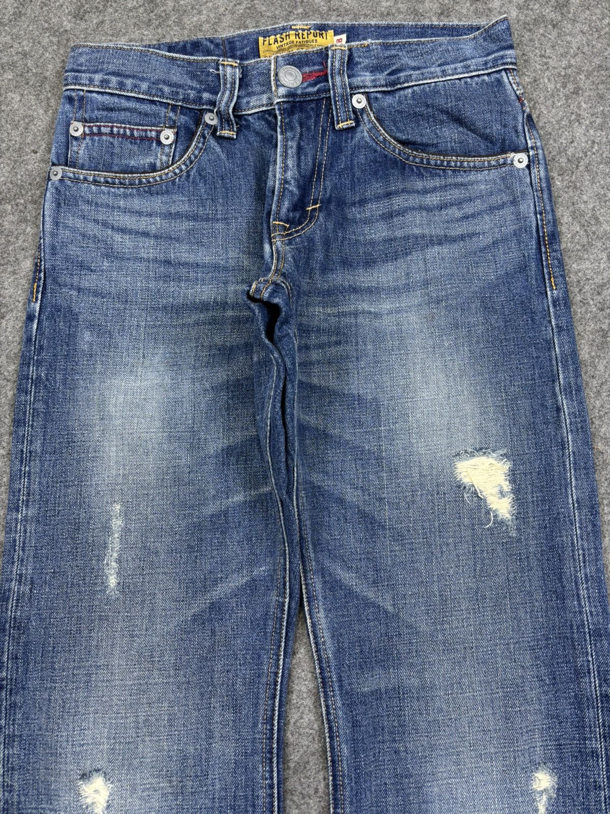 Japanese Brand 💥90s Style💥Flash Report Distressed Denim F805 Size US 28 / EU 44 - 3 Thumbnail