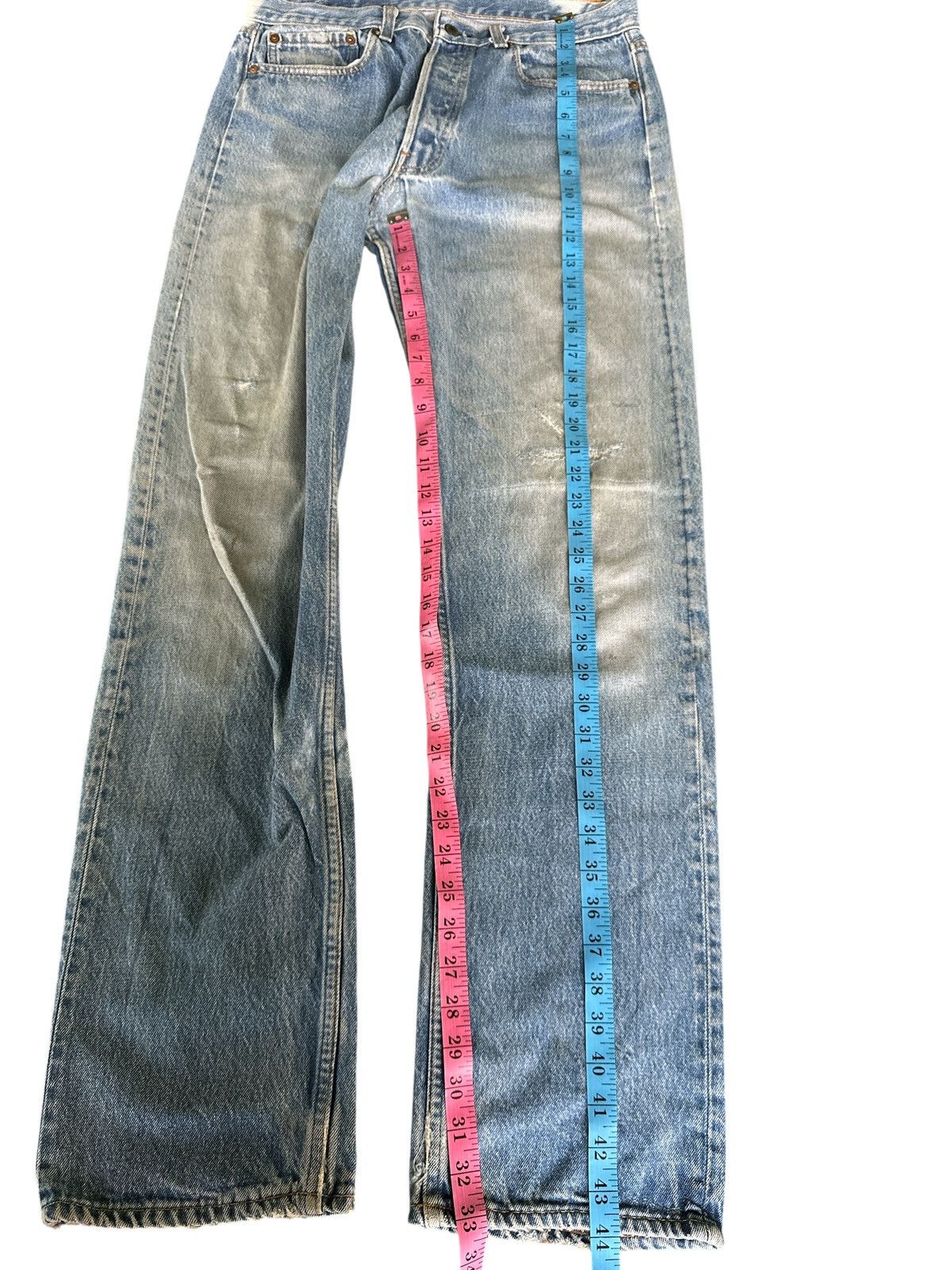 Levi's Distress Vintage Levis 80s Light Wash Black Button 33x44 Size US 33 - 4 Thumbnail
