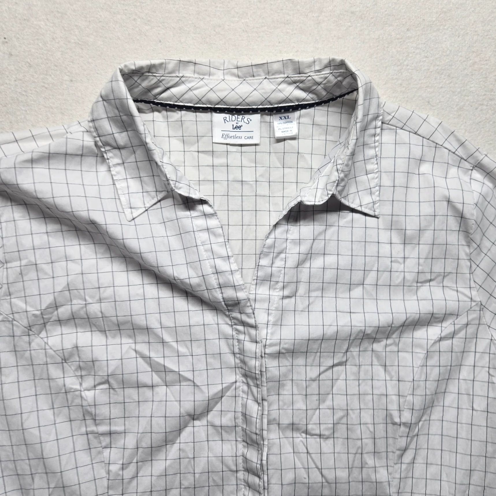 Vintage Vintage Lee Riders Women’s White V-Neck Button-Up Shirt 2XL Casual Business Office Size XXL / US 16-18 / IT 52-54 - 2 Thumbnail