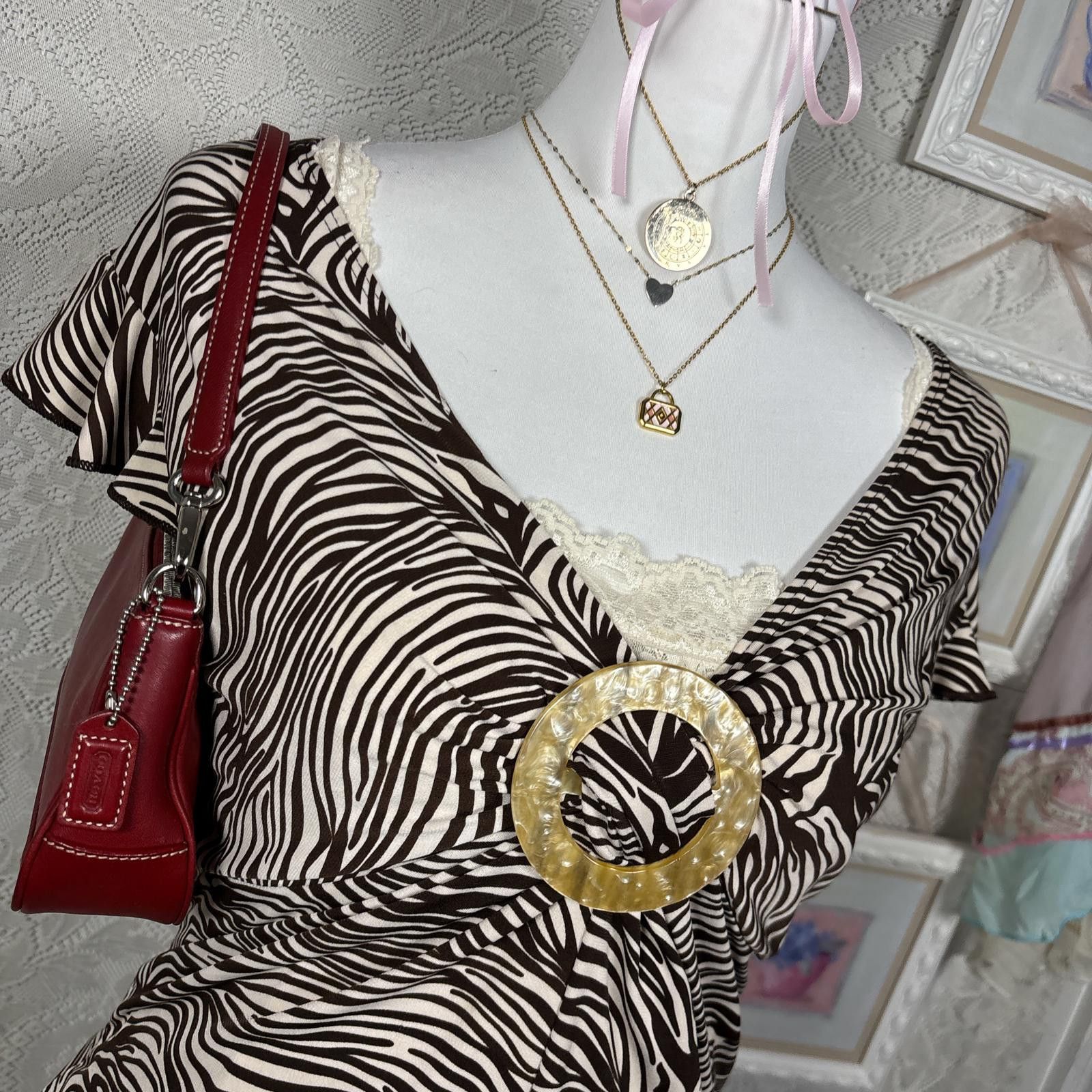 Other y2k striped office siren blouse with ring detail Size M / US 6-8 / IT 42-44 - 3 Thumbnail