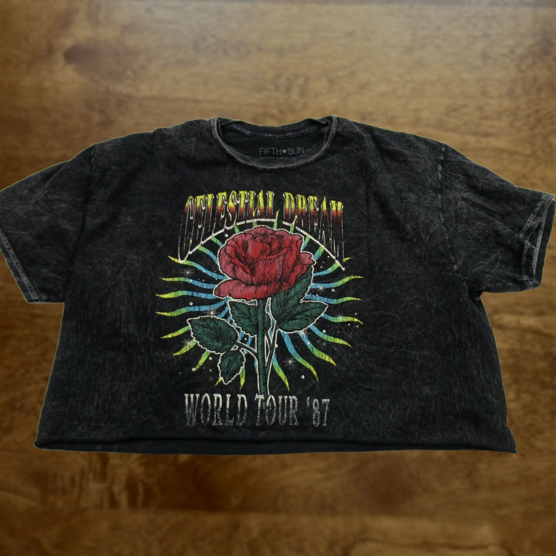 Vintage Fifth Sun Celestial Dream Shirt Womens XL Short Sleeve Crew Neck Lightweight Knit Cotton Black Regular Fit Size XL Womens T-Shirt Size XL / US 12-14 / IT 48-50 - 1 Thumbnail