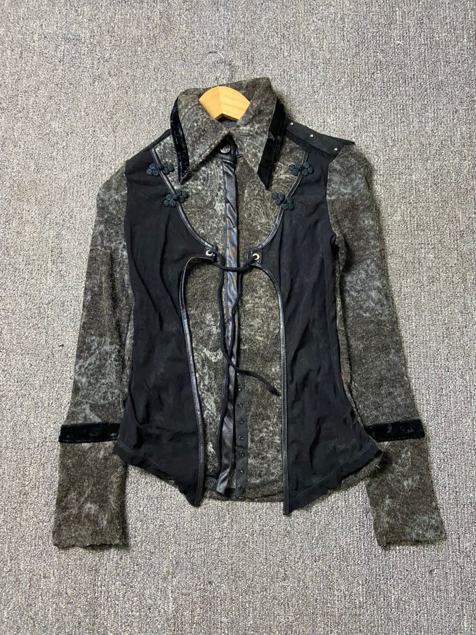 Japanese Brand Ozz On HIKOZOH Brand Gothic Punk Mesh Layered Top (191) Size XXS / US 00 / IT 34 - 2 Thumbnail