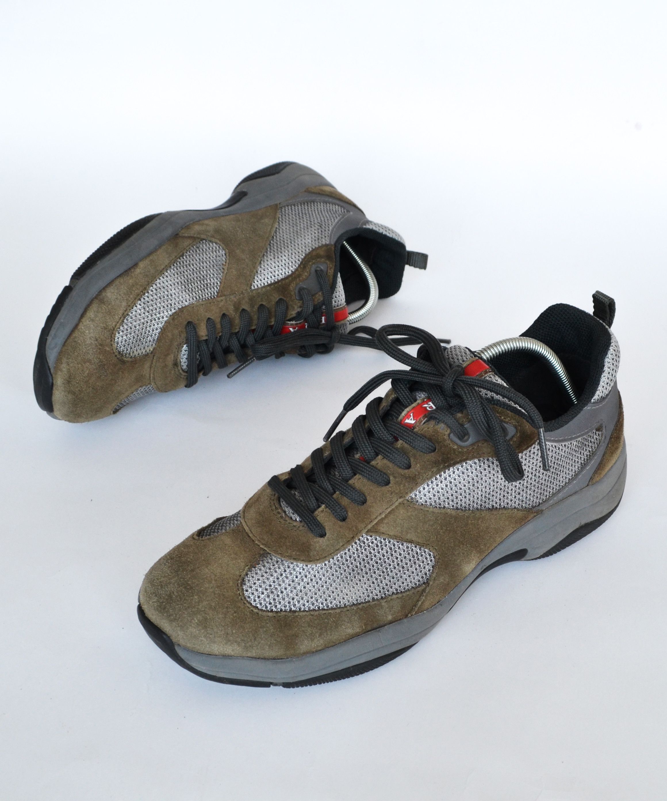 Prada 🔴 PRADA Sneakers Americas Cup Shoes Grey Suede Red Tab Size US 6 / EU 39 - 1 Thumbnail