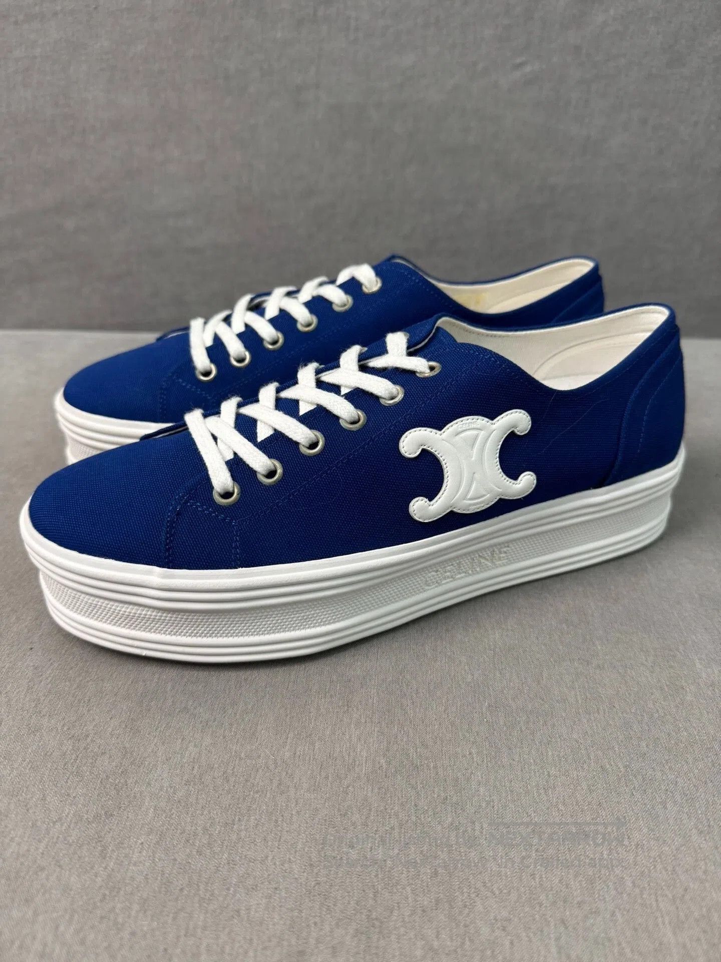 Celine Celine Triomphe Blue Platform Shoes. Size US 7 / EU 40 - 1 Thumbnail