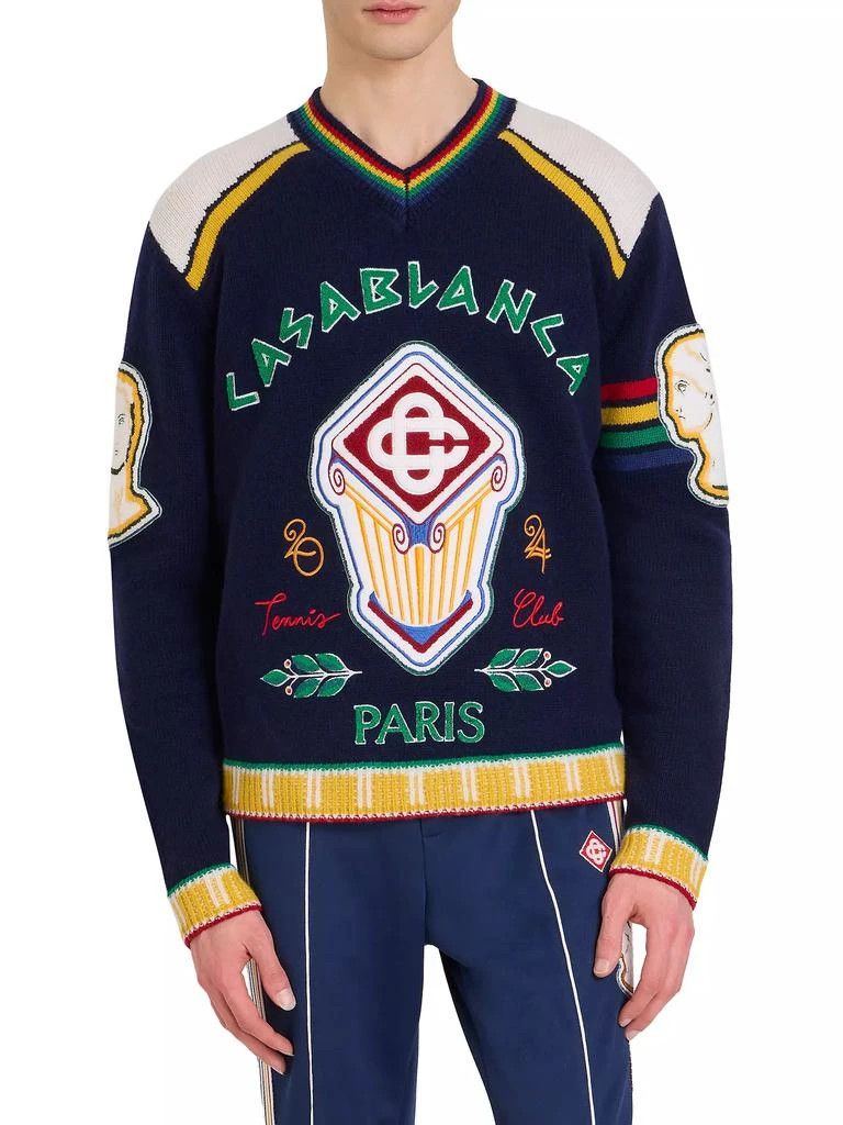 Casablanca os11x0725 Venus As A Boy Fraternity Wool V-Neck Sweater Size US M / EU 48-50 / 2 - 3 Thumbnail