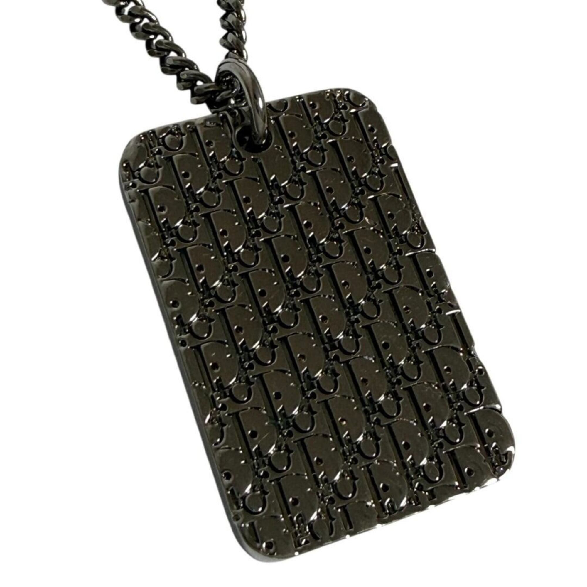 Dior Christian Dior Dior Men's Reversible Pendant Plate Necklace, Gunmetal Size ONE SIZE - 1 Thumbnail