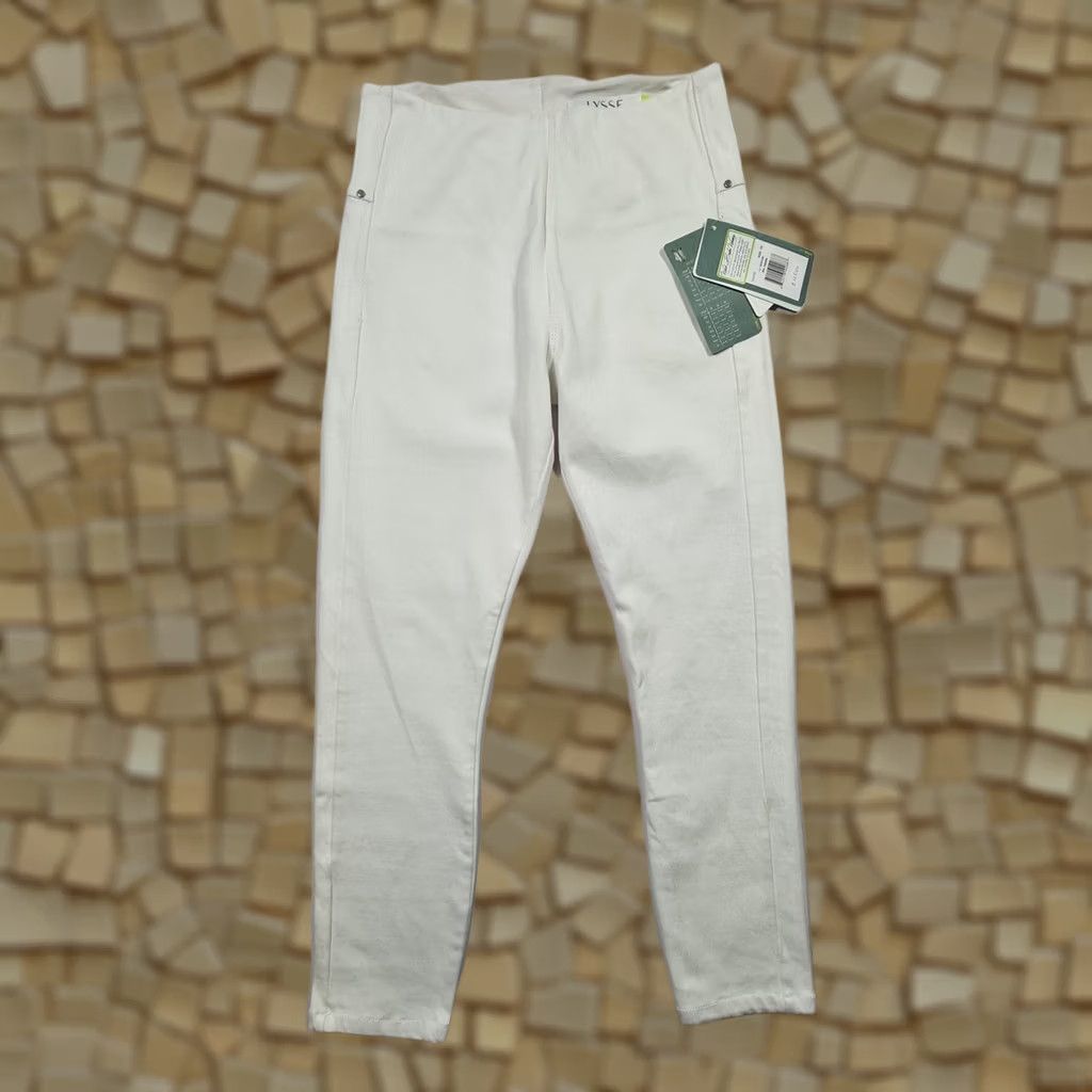 Vintage LYSSE Leggings White XS Signature High Waist Capri Twill Women Activewear Party/Cocktail 90s Modern USA Logo Deluxe Comfort Breathable Elastic Waist Size 26" / US 2 / IT 38 - 1 Thumbnail