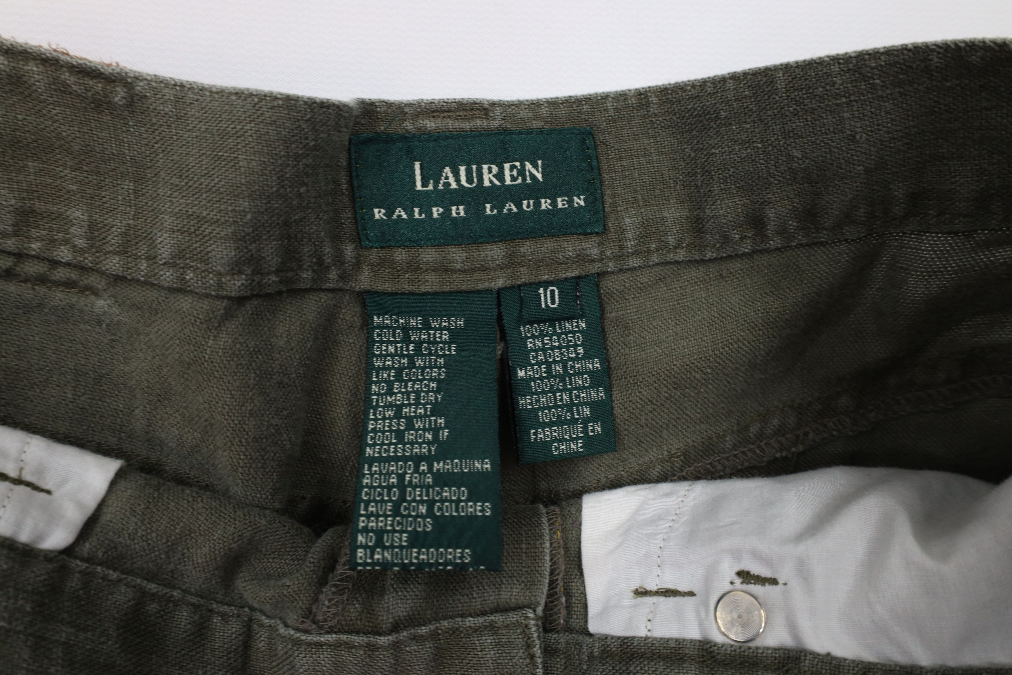 Ralph Lauren × Vintage Vintage 90s Ralph Lauren Relaxed Fit Linen Chino Pants Green Size 32" / US 10 / IT 46 - 8 Thumbnail