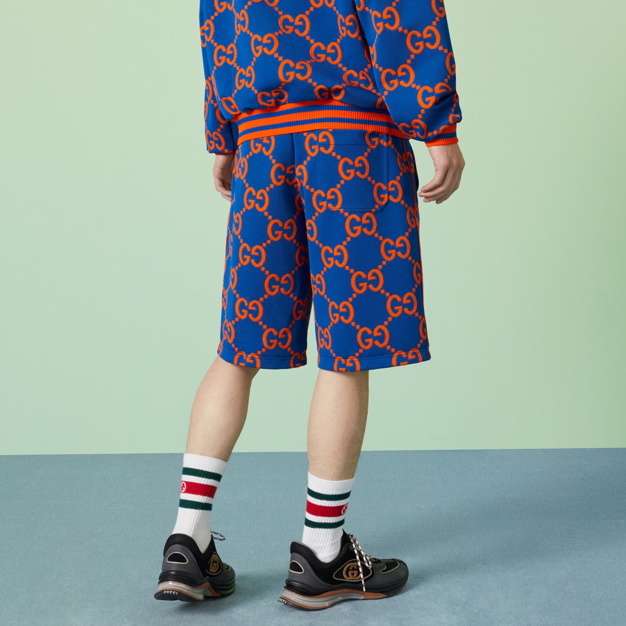 Gucci o1s1wg110225 GG Cotton Jacquard Short in Blue/Orange Size US 32 / EU 48 - 5 Thumbnail