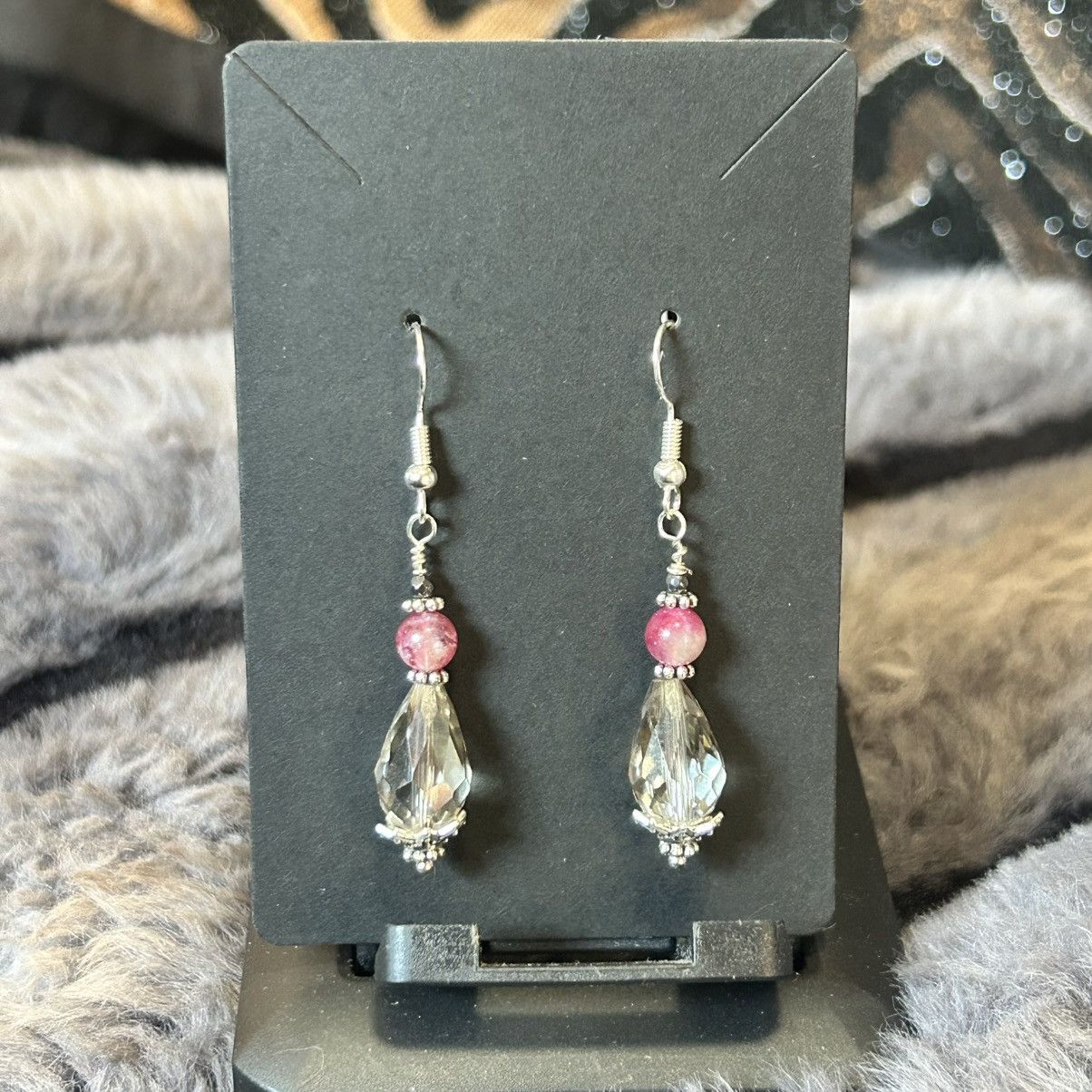 Handmade Handcrafted raindrop faceted rutilated quartz earrings Size ONE SIZE - 2 Thumbnail