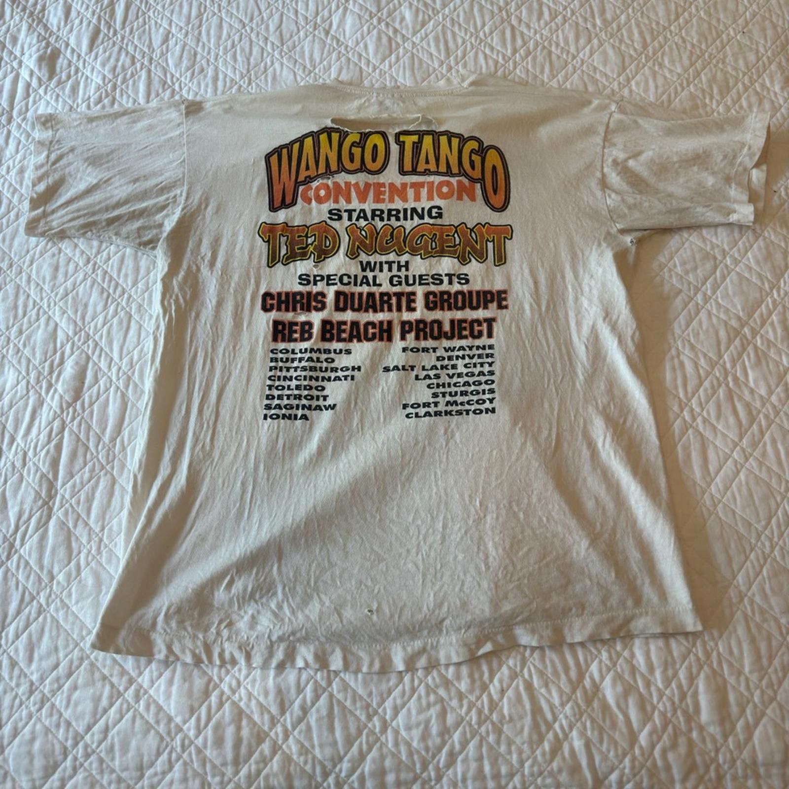 Fruit Of The Loom 1997 TED NUGENT WANGO TANGO THRASHED T-SHIRT Size US XL / EU 56 / 4 - 4 Thumbnail