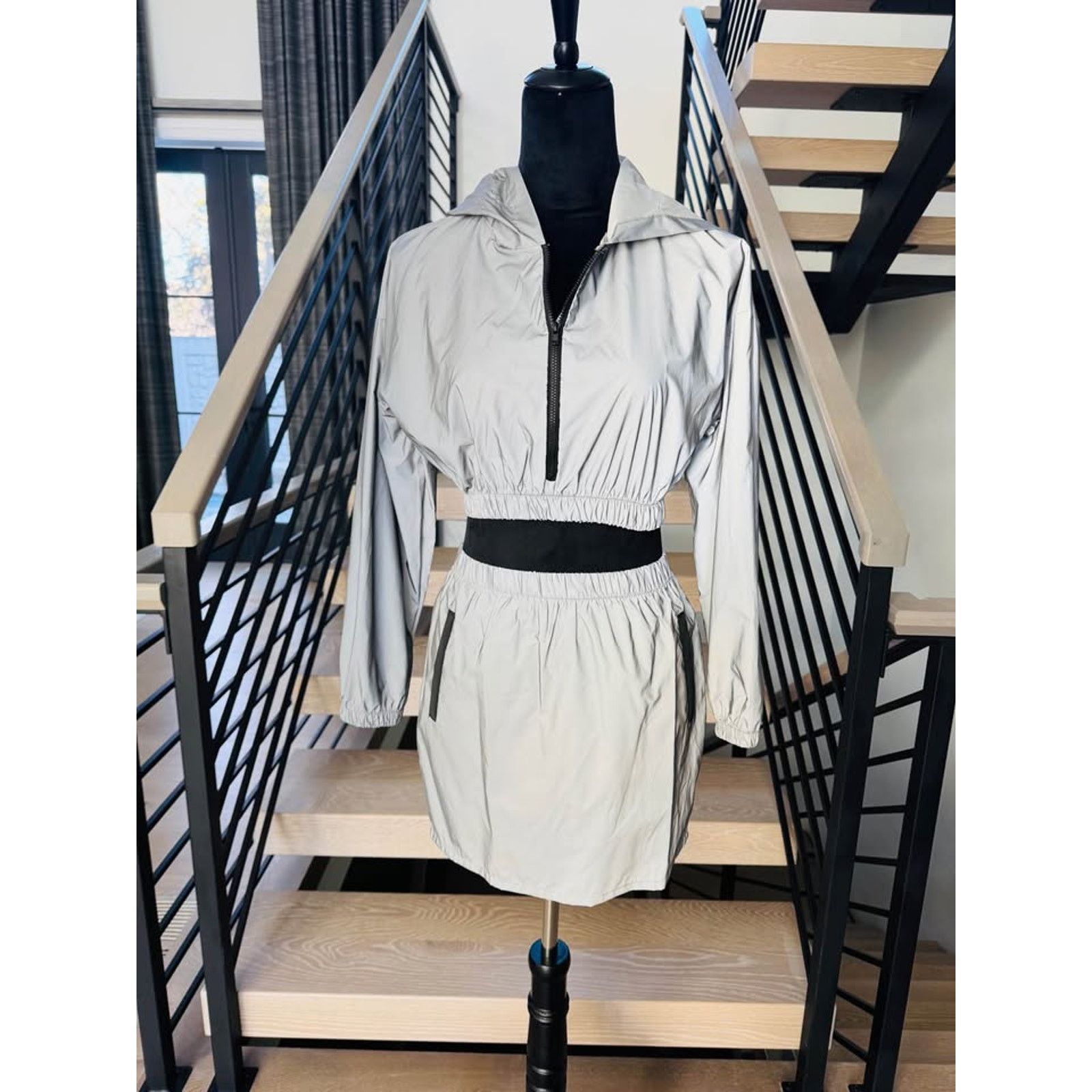 Other Reflective 2 Piece Set Hoodie Crop Top Skirt size XS Size XS / US 0-2 / IT 36-38 - 1 Thumbnail