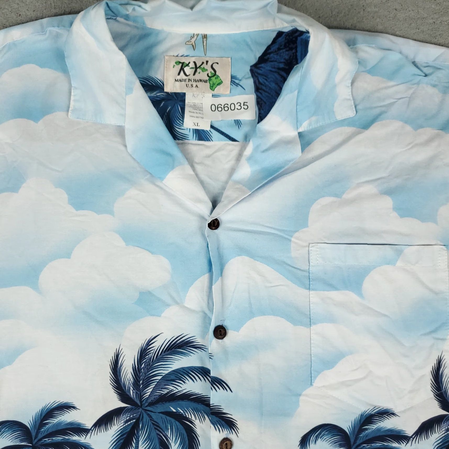 Vintage Ky's Shirt Mens XL Blue Palm Tree Print Hawaiian Button Up Short Sleeve Shirt Size US XL / EU 56 / 4 - 2 Thumbnail