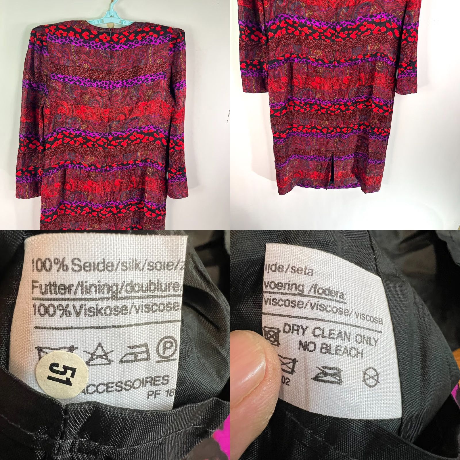 Louis Feraud VINTAGE Louis Feraud Dress Women's 14 Red Geometric Lined Silk 100% 80s Germany Size XL / US 12-14 / IT 48-50 - 8 Thumbnail