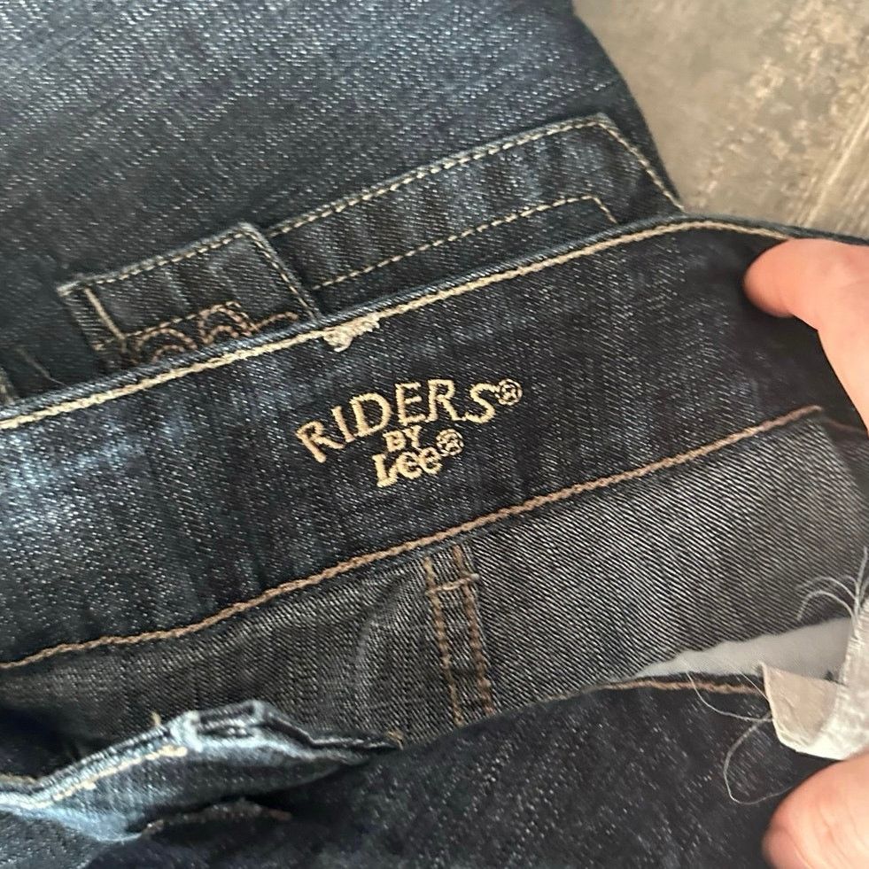 Lee riders by lee dark blue embroidered denim capris jeans Size 38" / US 16 / IT 52 - 4 Thumbnail