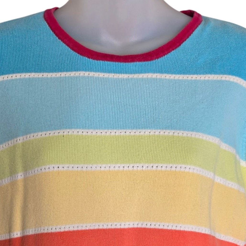 Other Talbots Womens Striped Sweater Large Short Sleeves Cotton Size L / US 10 / IT 46 - 2 Thumbnail